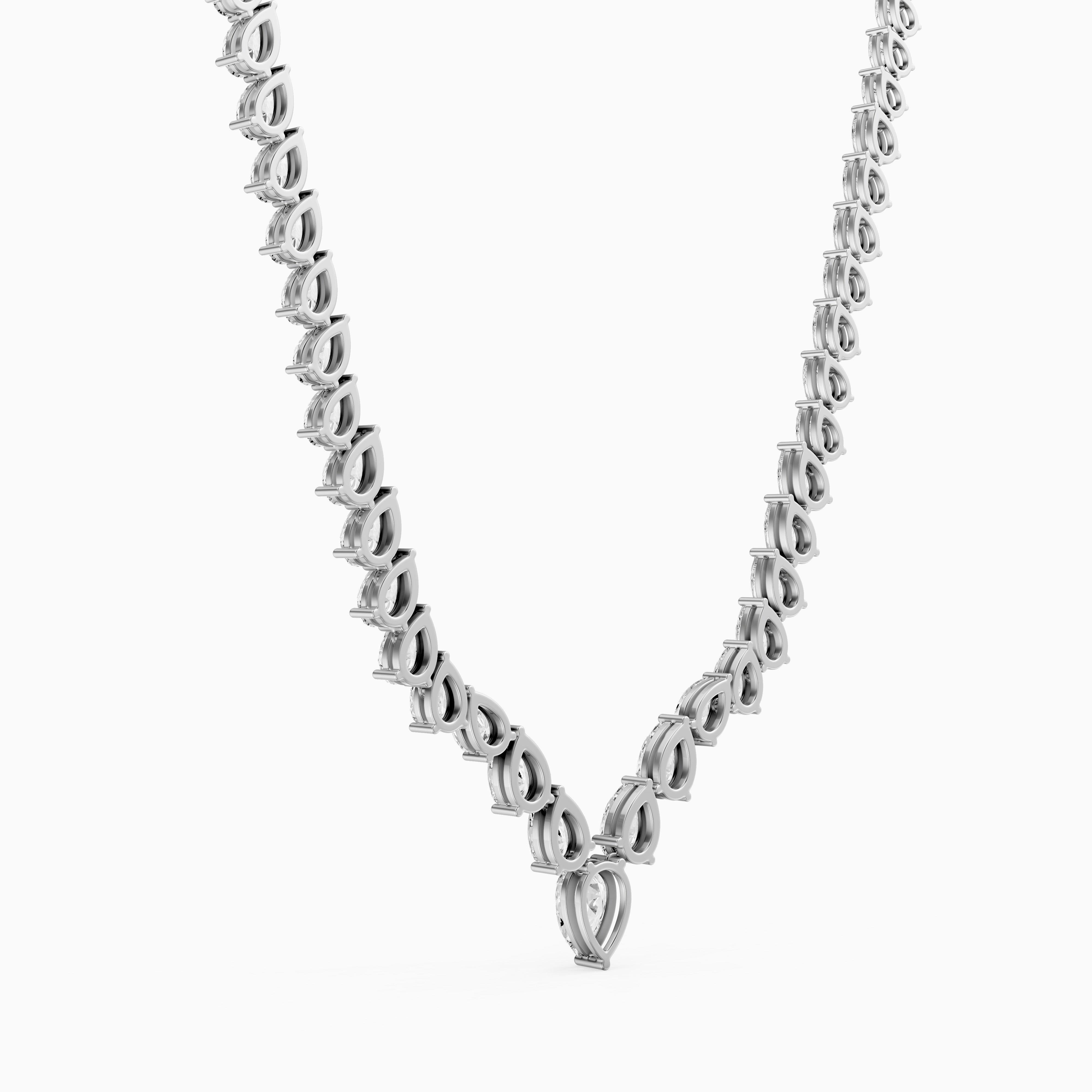 Summer Pear Cut Lab Diamond V Shape Tennis Necklace