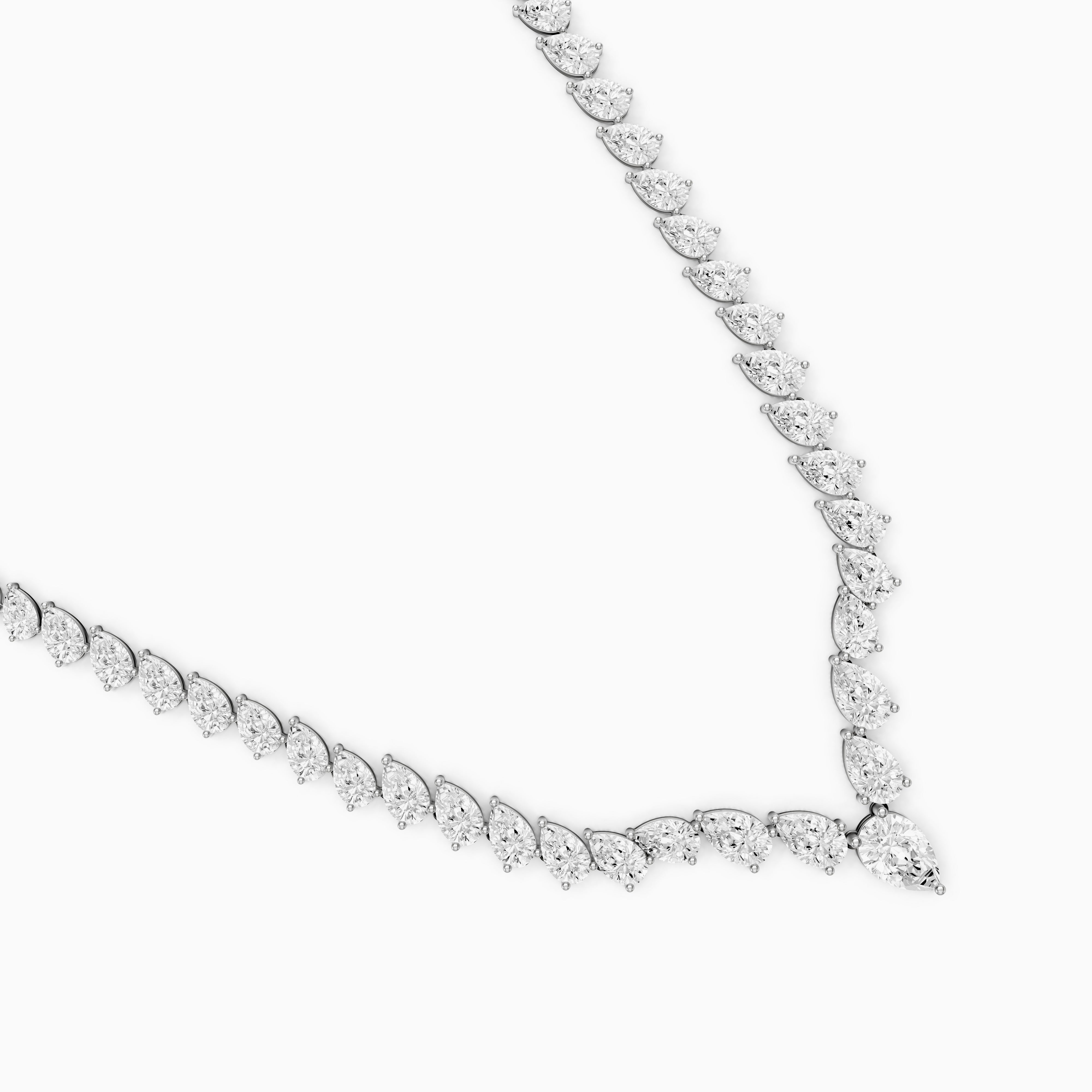 Summer Pear Cut Lab Diamond V Shape Tennis Necklace