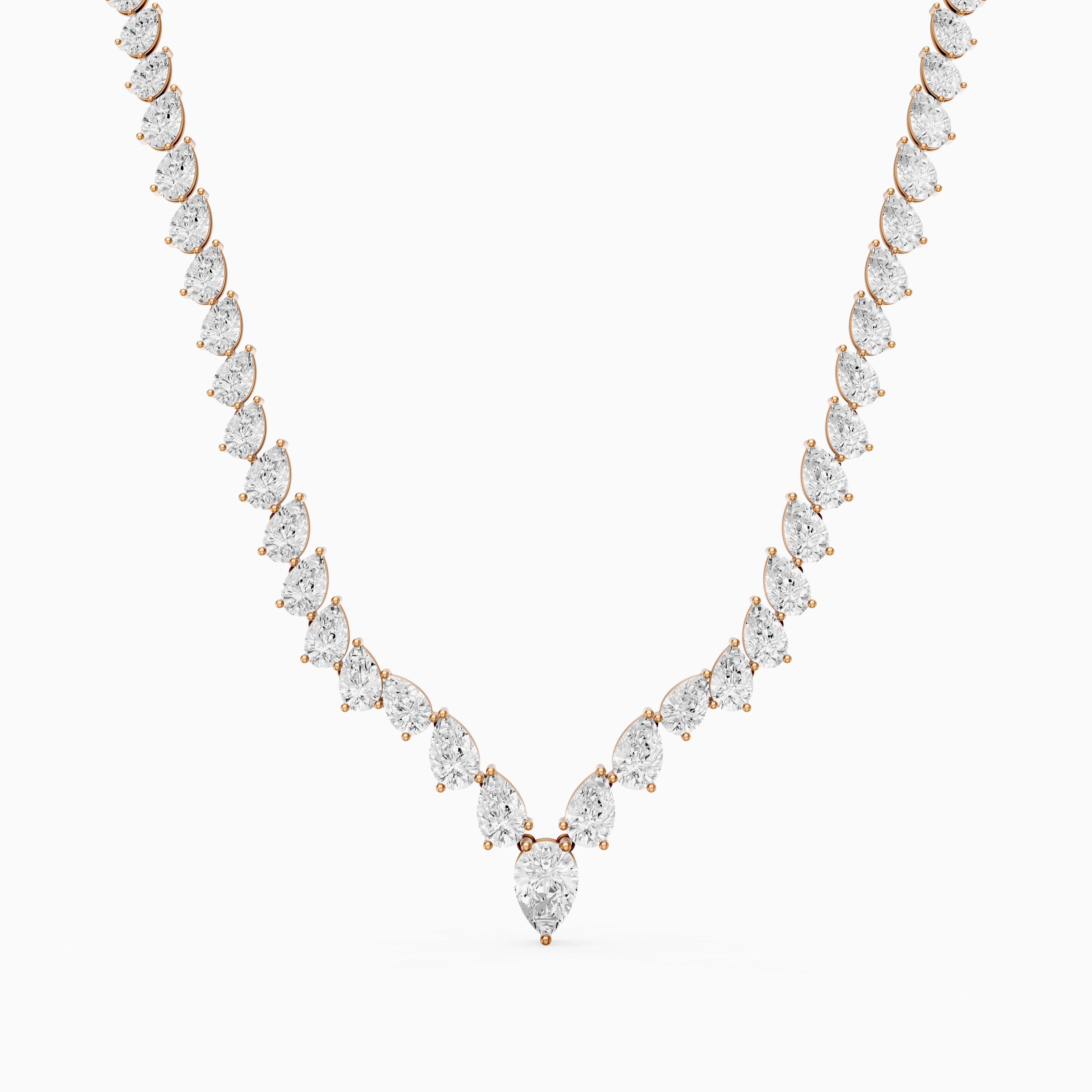 Summer Pear Cut Lab Diamond V Shape Tennis Necklace
