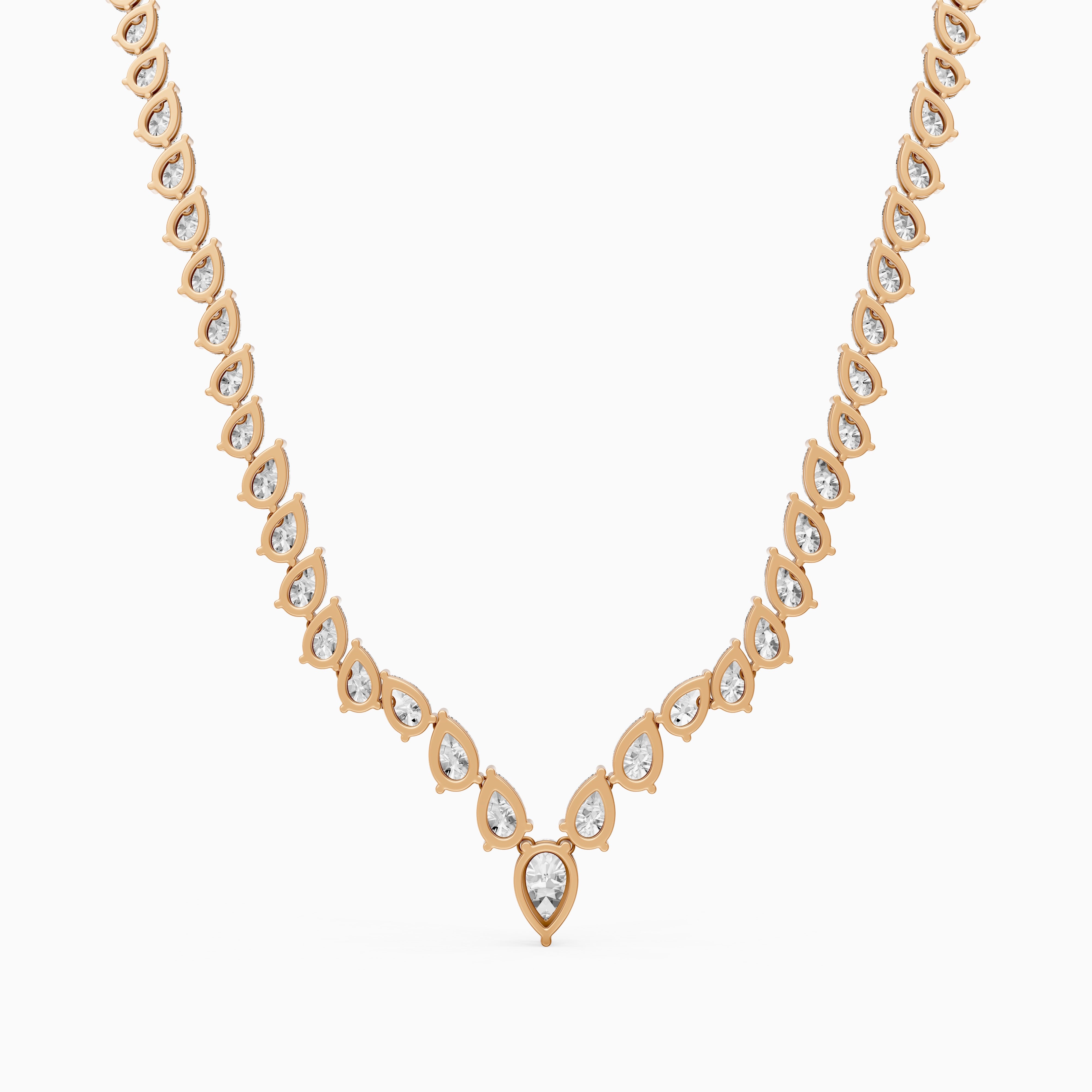 Summer Pear Cut Lab Diamond V Shape Tennis Necklace