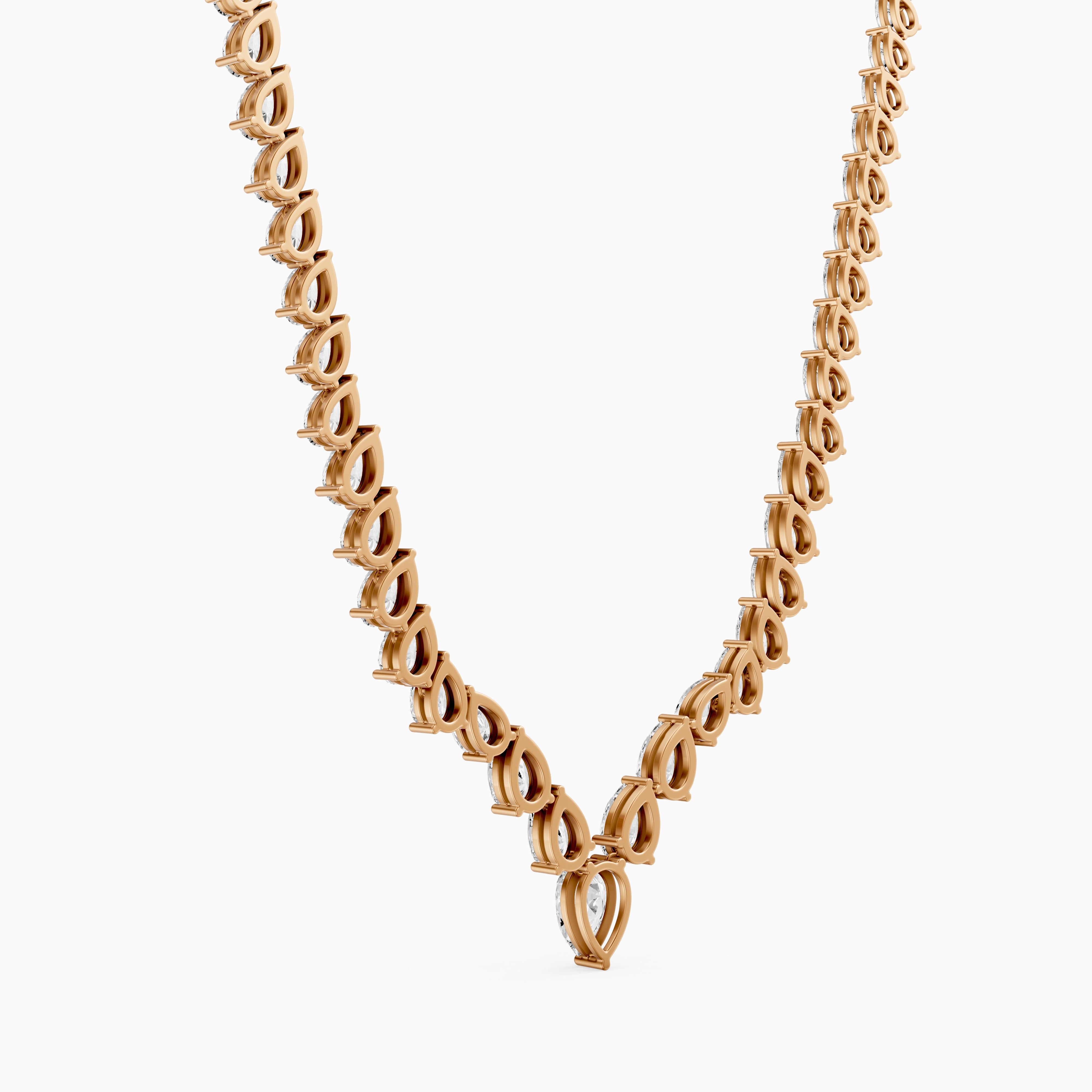 Summer Pear Cut Lab Diamond V Shape Tennis Necklace