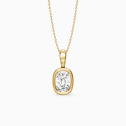 Lizzy Elongated Cushion Bezel Lab Grown Diamond Solitaire Pendant