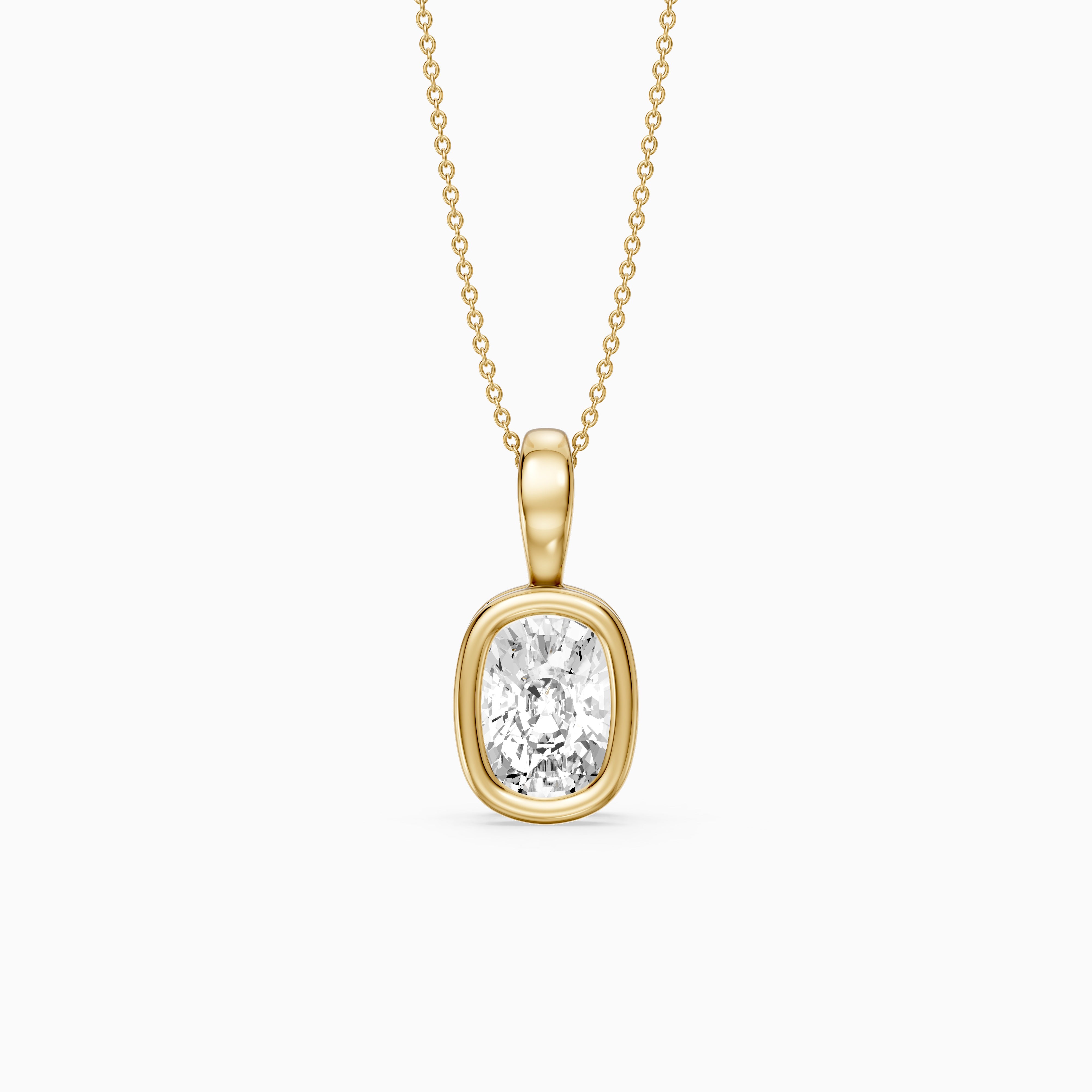 Lizzy Elongated Cushion Bezel Lab Grown Diamond Solitaire Pendant