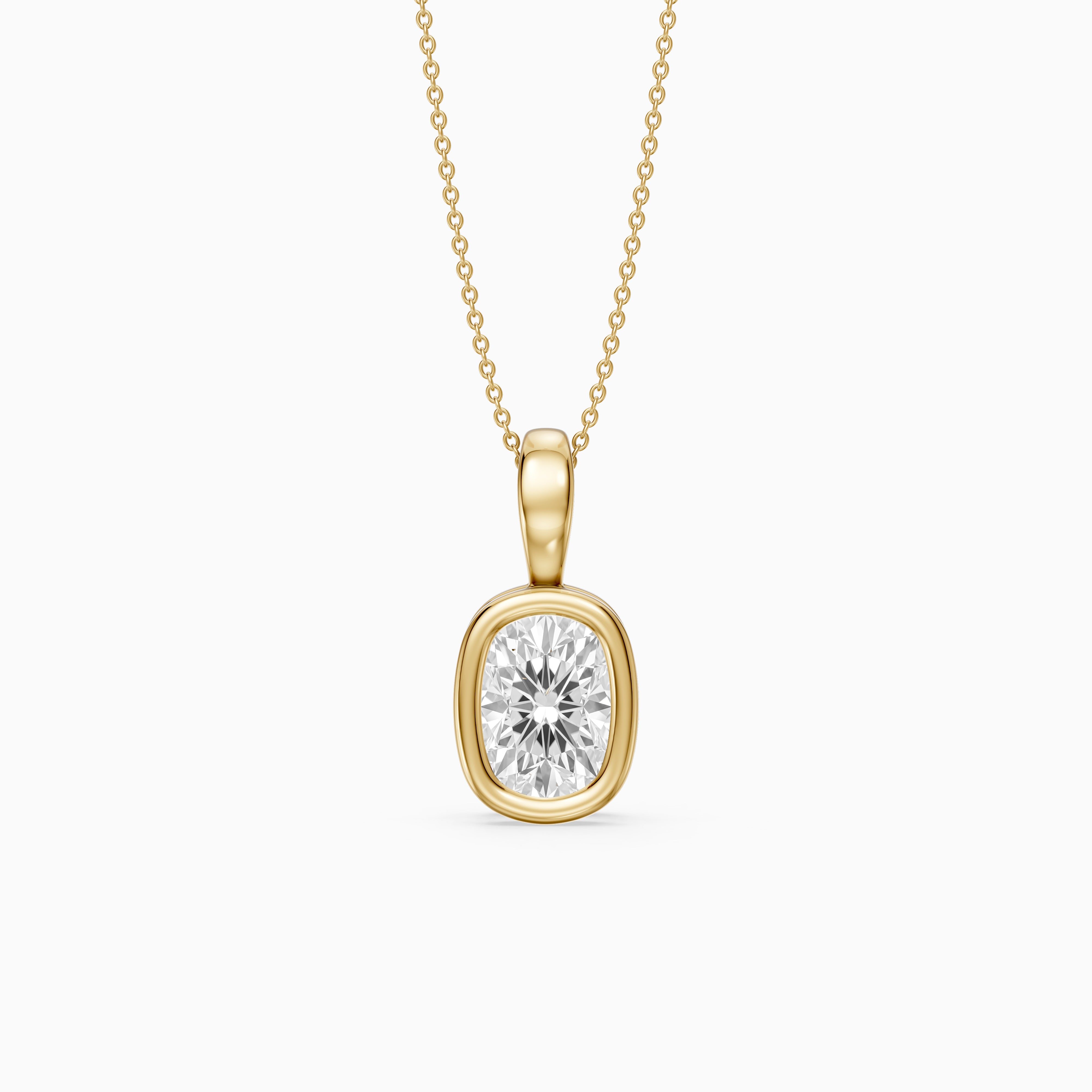 Lizzy Elongated Cushion Bezel Lab Grown Diamond Solitaire Pendant