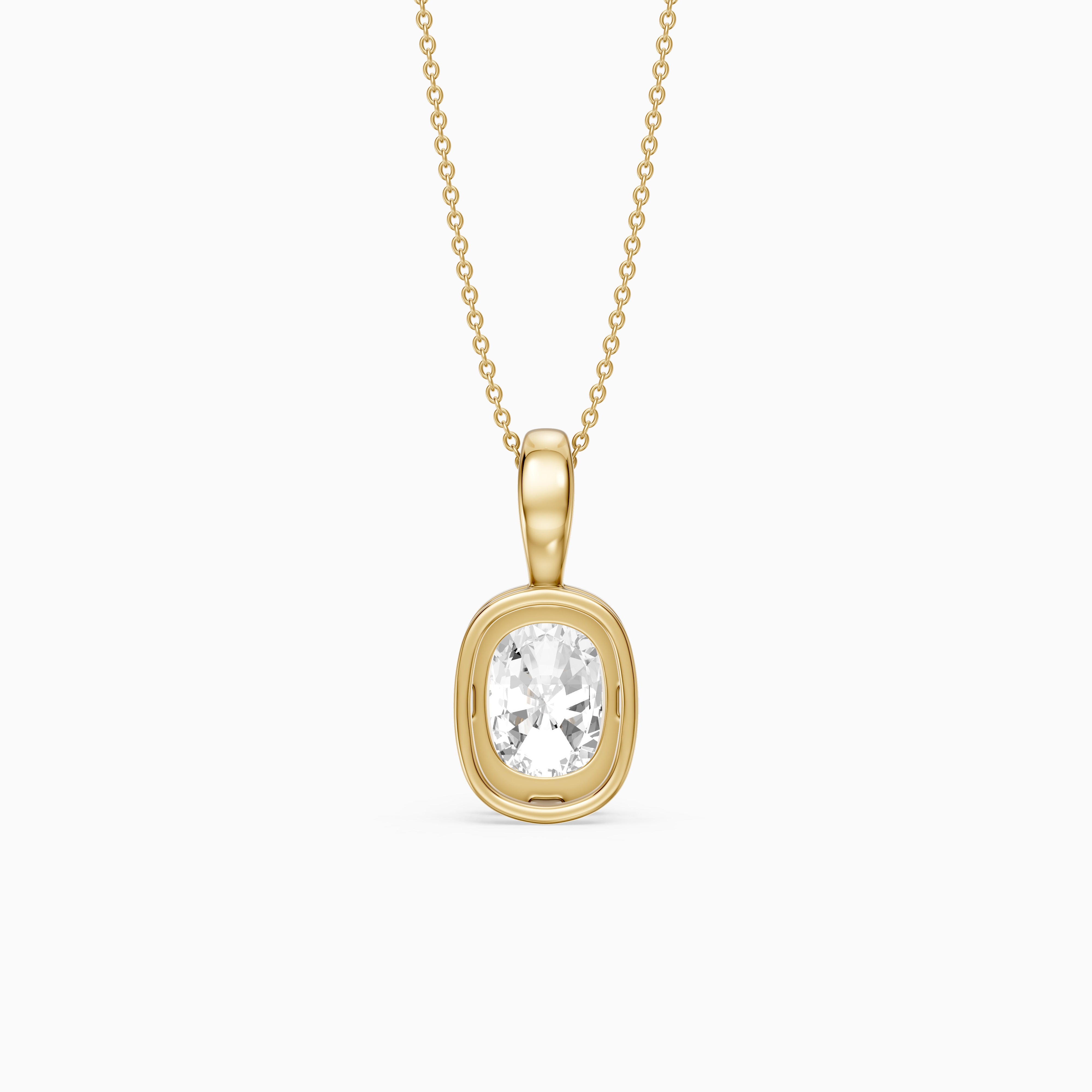 Lizzy Elongated Cushion Bezel Lab Grown Diamond Solitaire Pendant