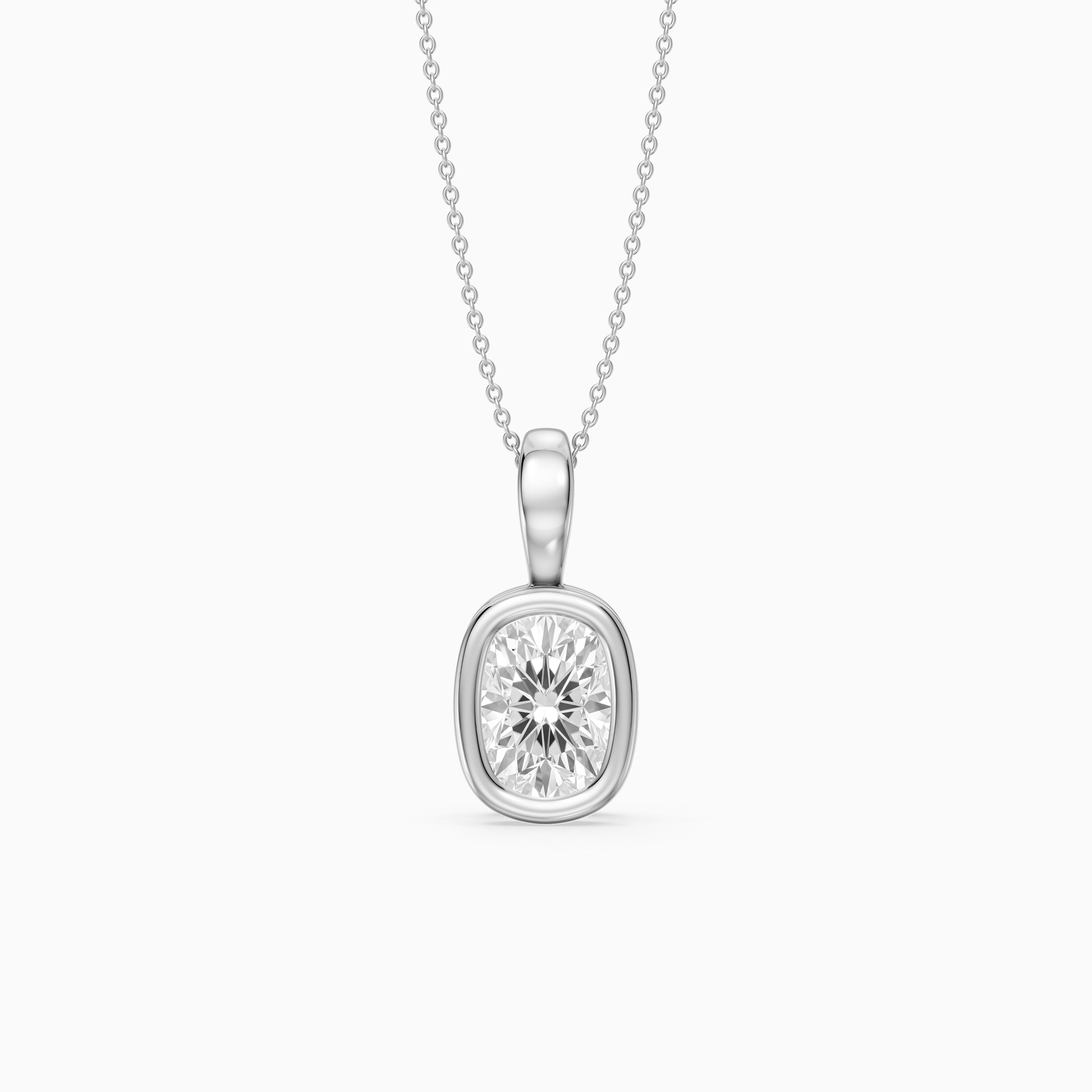 Lizzy Elongated Cushion Bezel Lab Grown Diamond Solitaire Pendant
