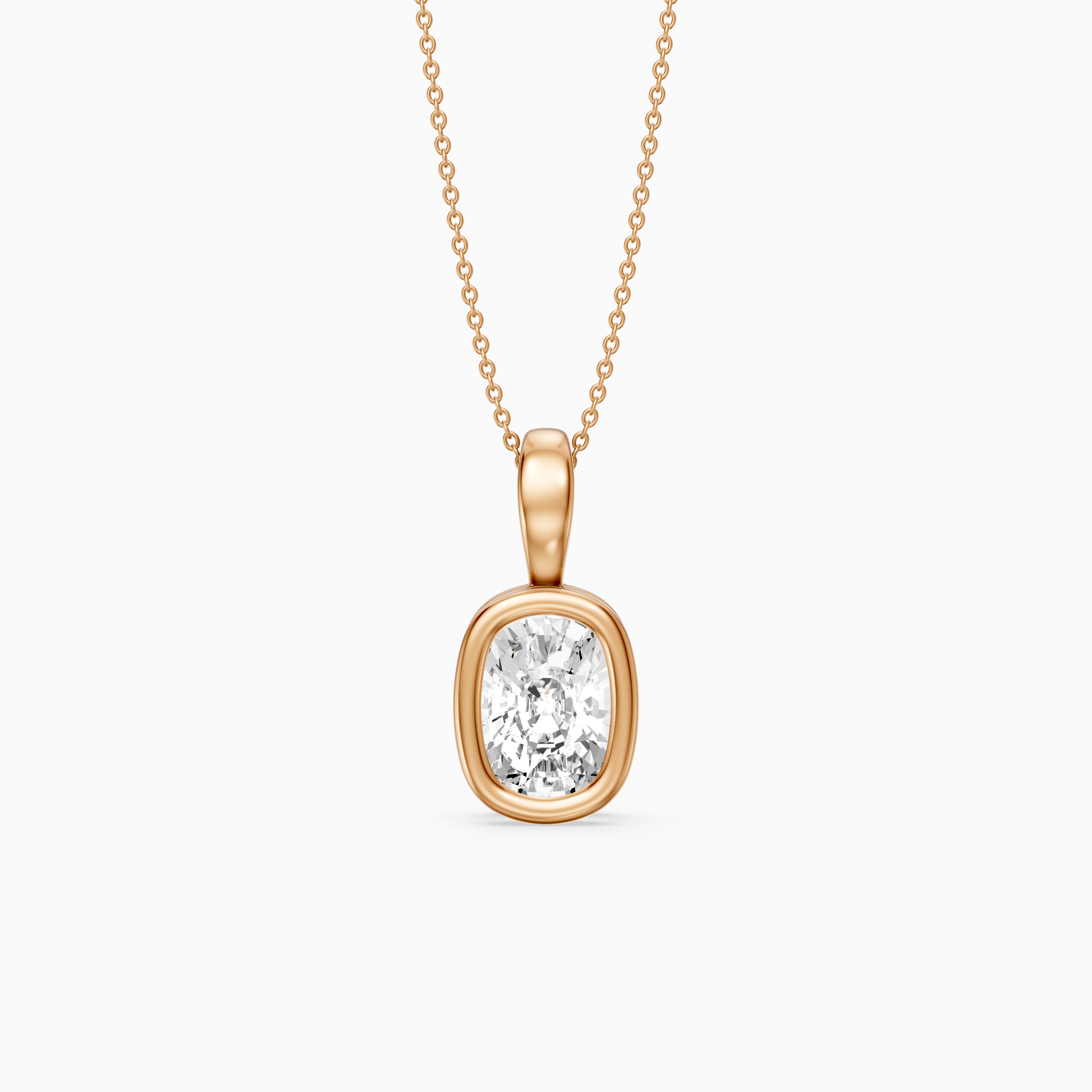 Lizzy Elongated Cushion Bezel Lab Grown Diamond Solitaire Pendant