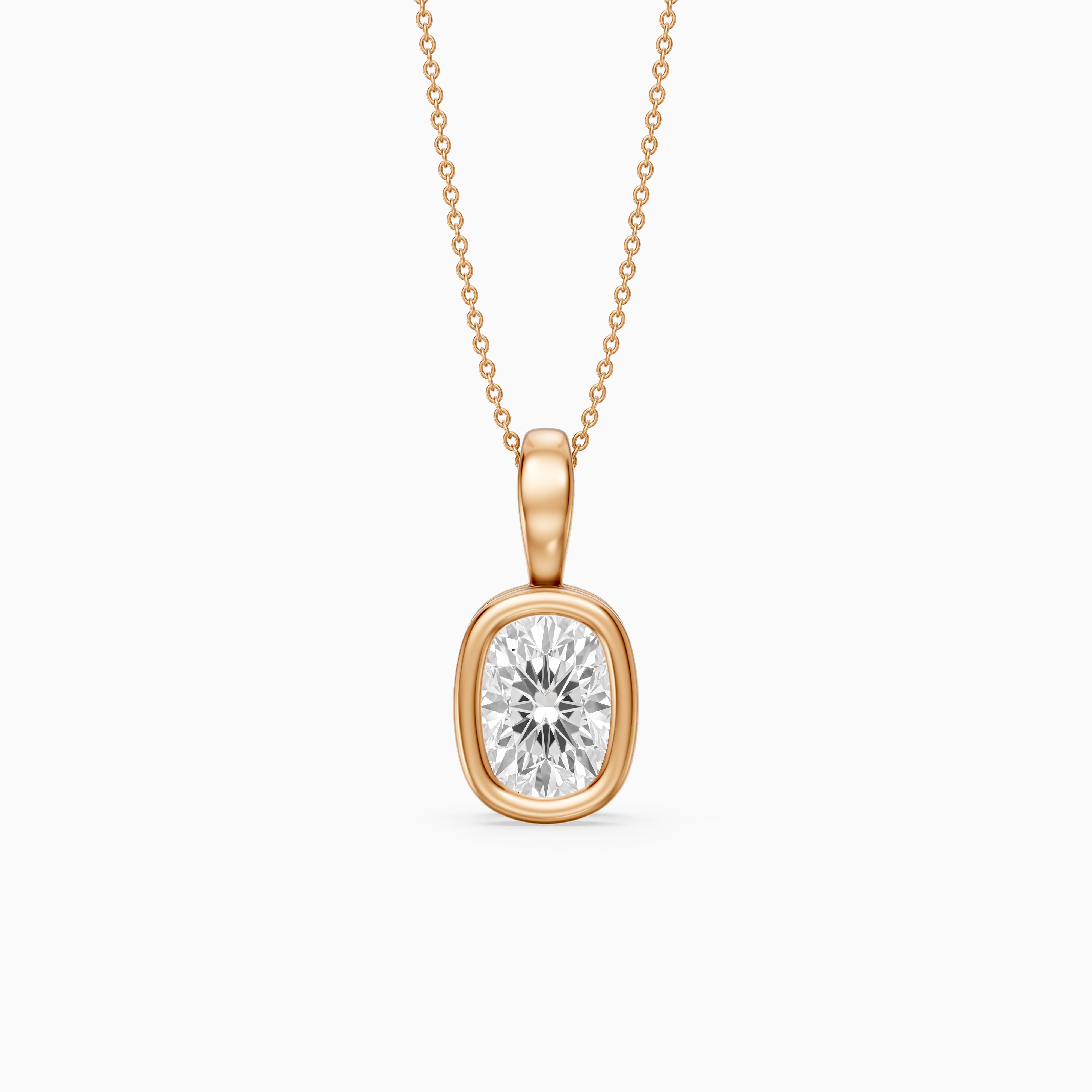 Lizzy Elongated Cushion Bezel Lab Grown Diamond Solitaire Pendant