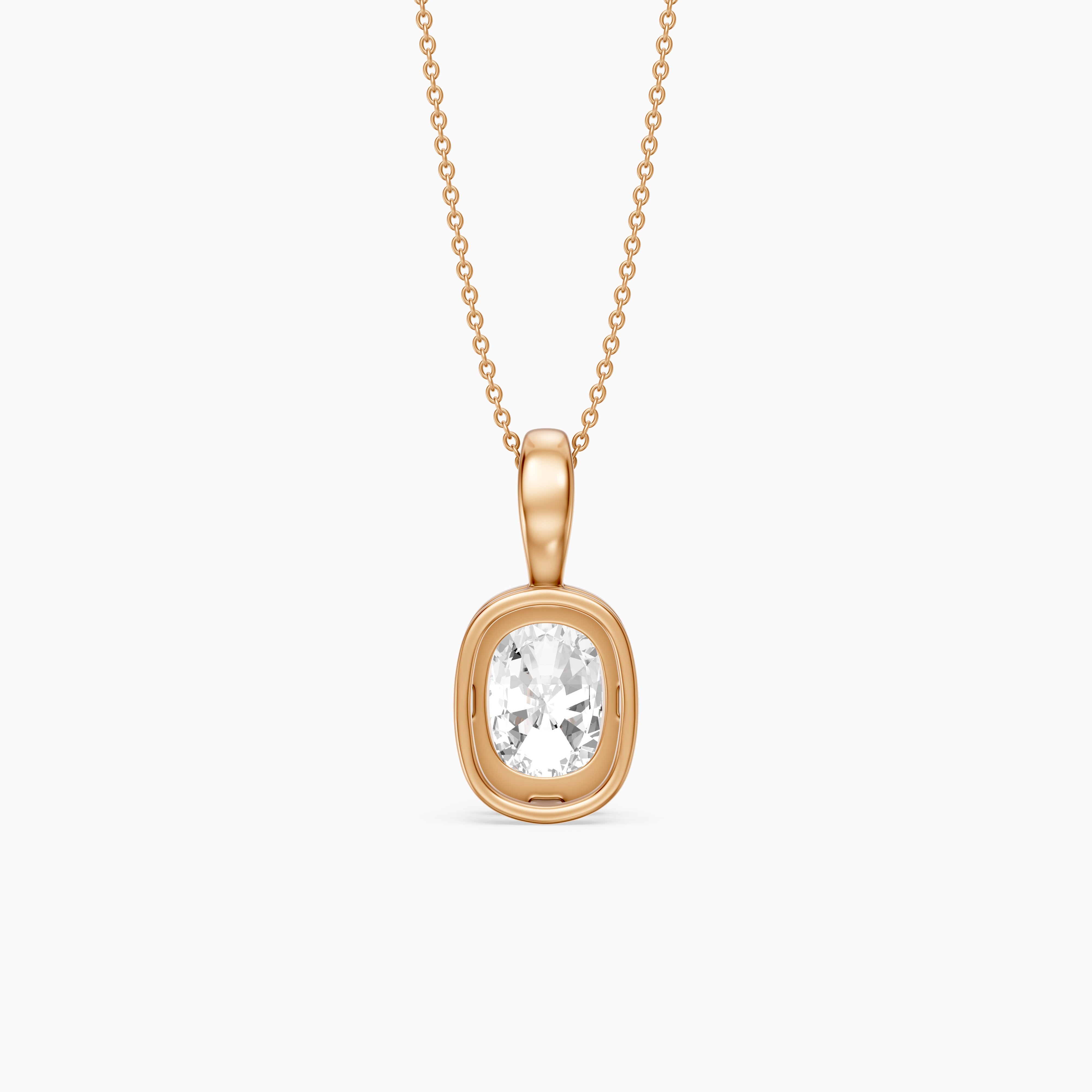 Lizzy Elongated Cushion Bezel Lab Grown Diamond Solitaire Pendant