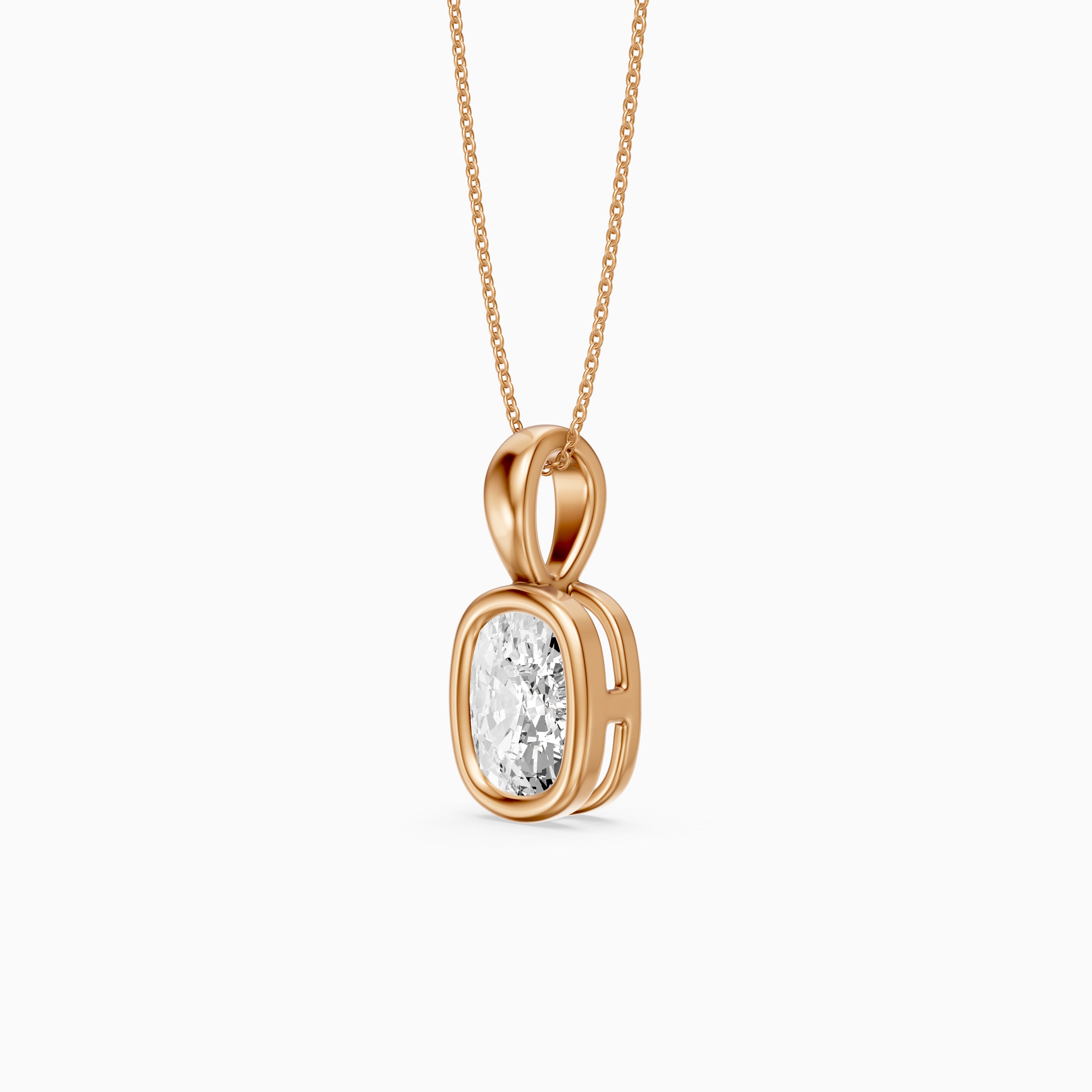 Lizzy Elongated Cushion Bezel Lab Grown Diamond Solitaire Pendant