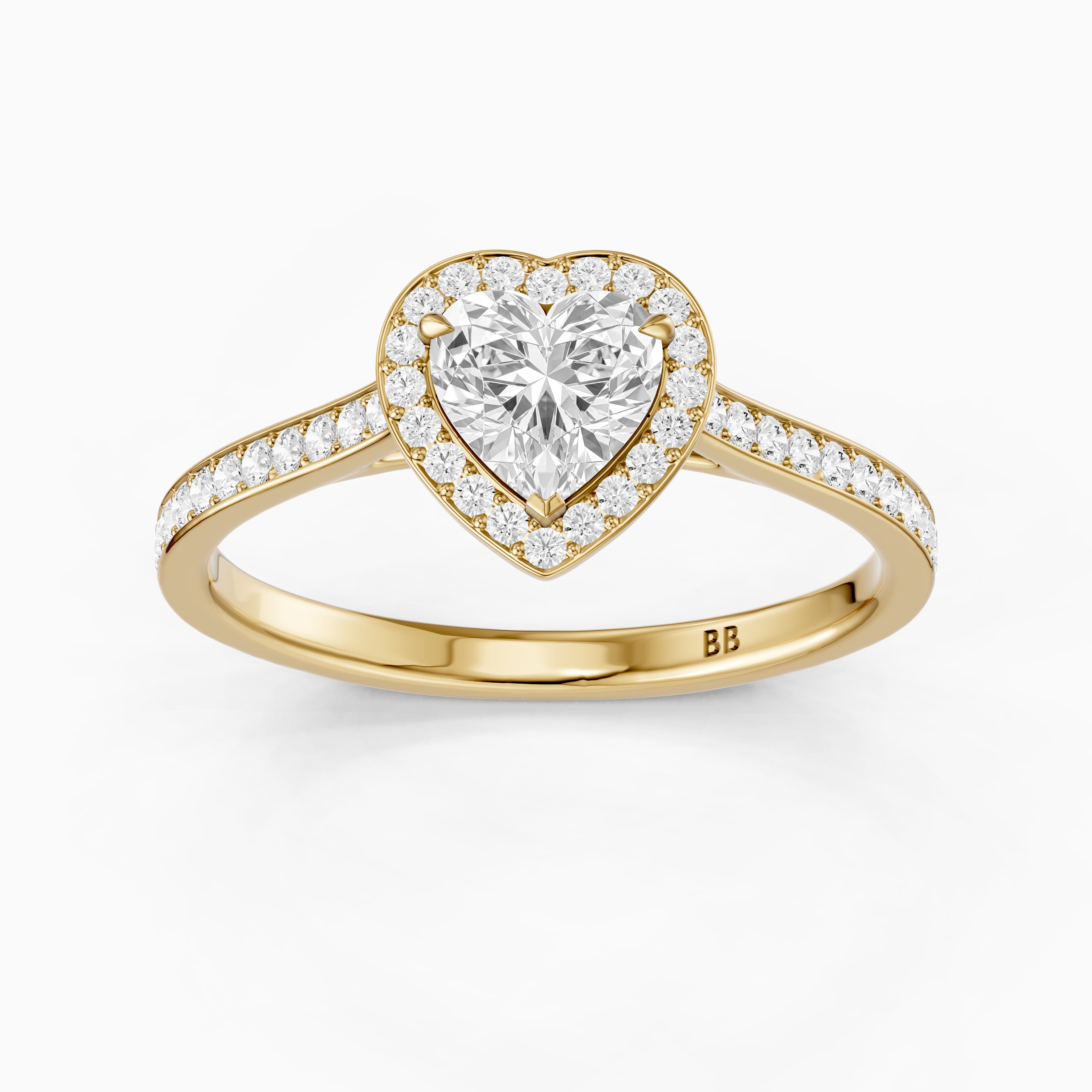 Rhiann Heart Shaped Halo Channel Set Lab Grown Diamond Ring