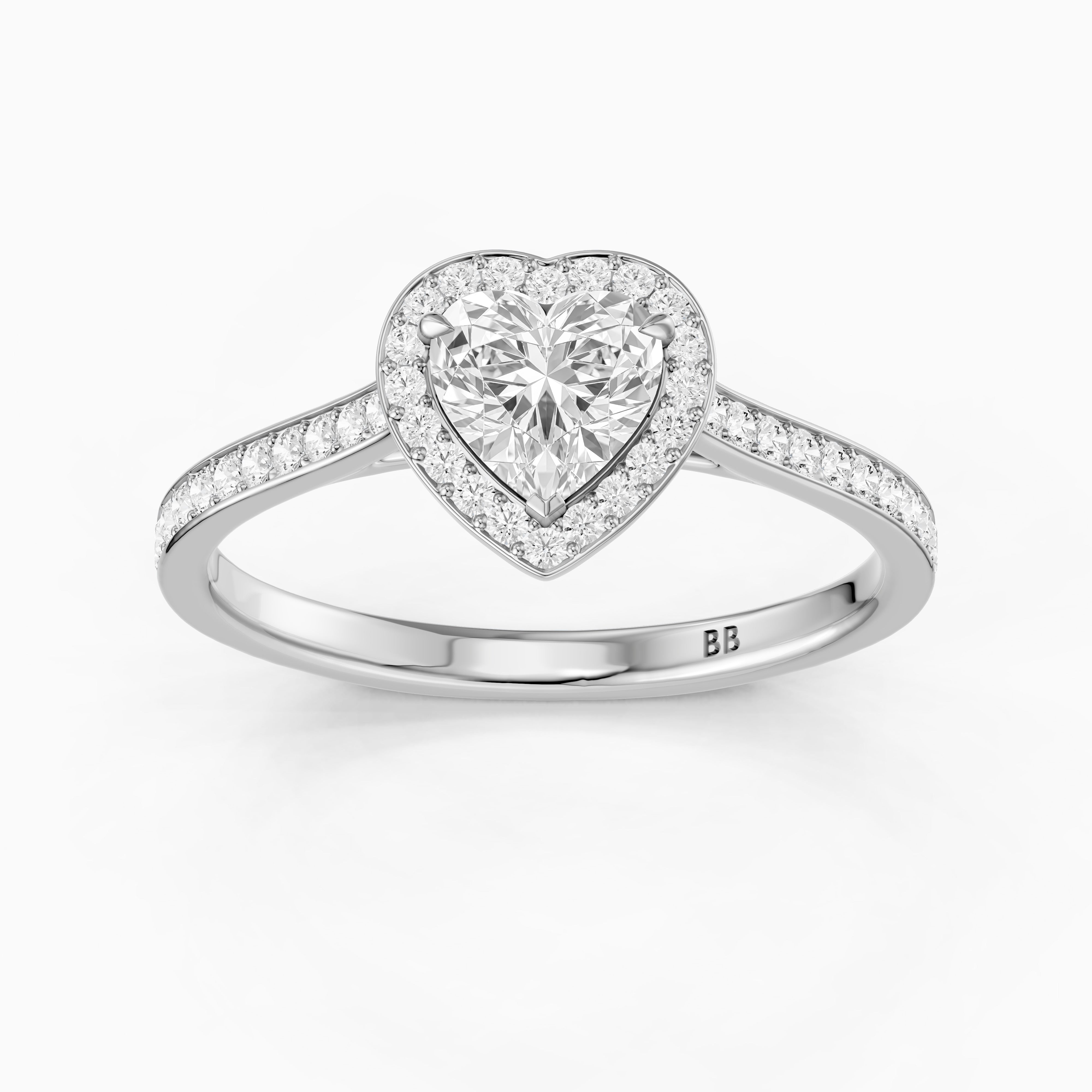 Rhiann Heart Shaped Halo Channel Set Moissanite Diamond Ring