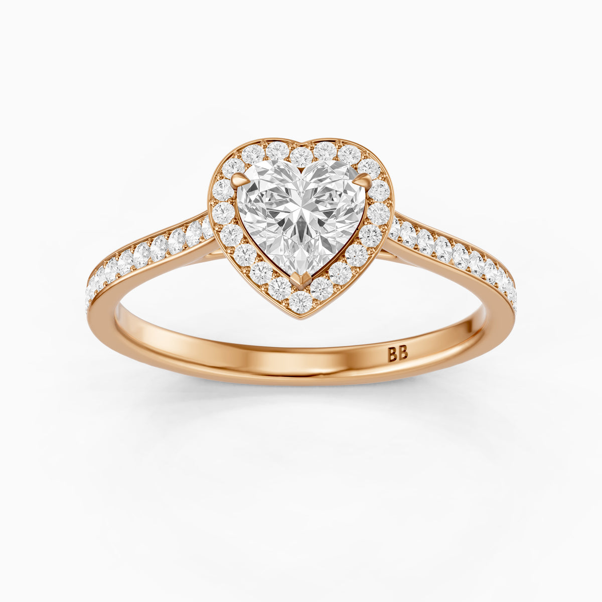 Rhiann Heart Shaped Halo Channel Set Lab Grown Diamond Ring