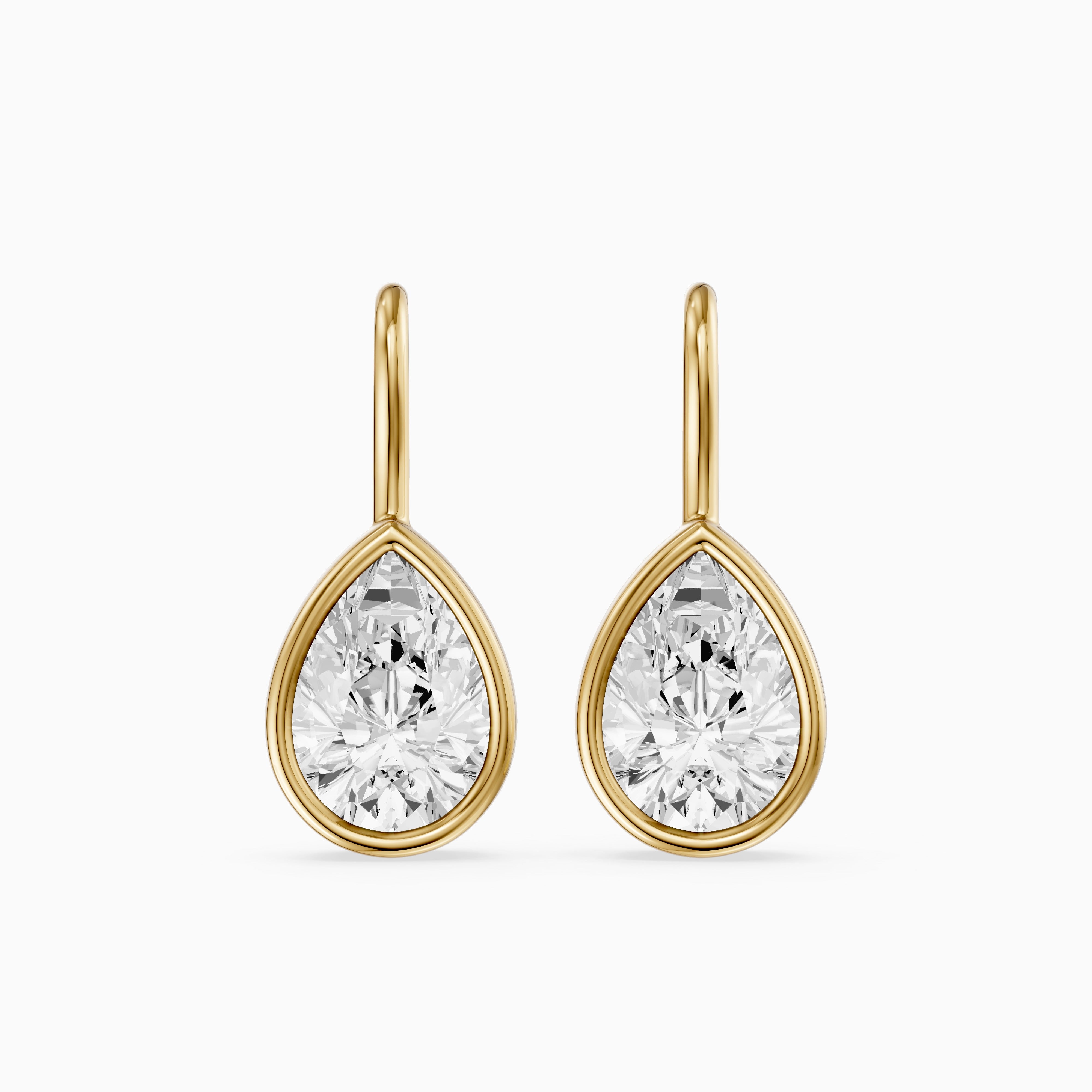 Brinley Bezel Set Pear Lab Grown Diamond Drop Earrings