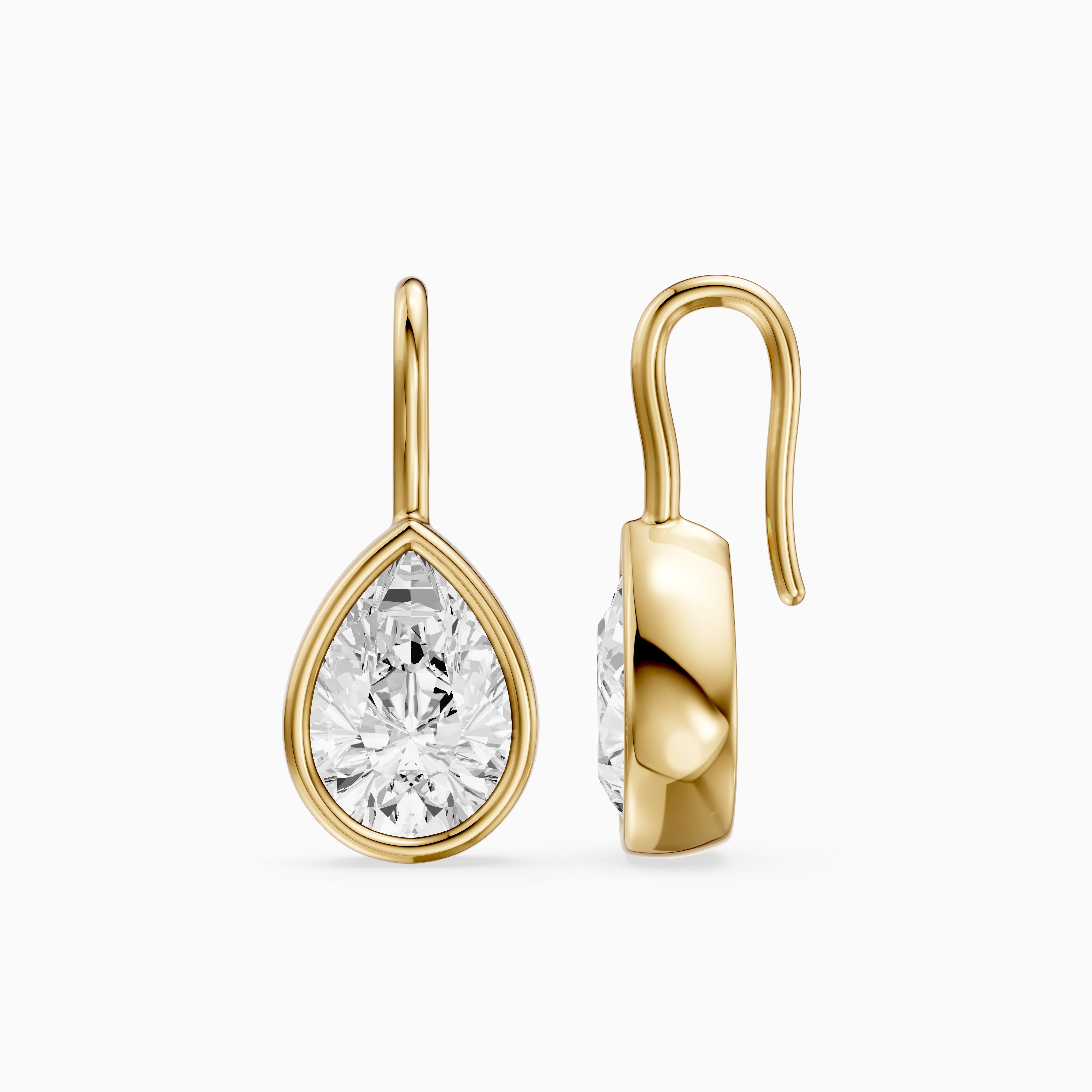 Brinley Bezel Set Pear Lab Grown Diamond Drop Earrings