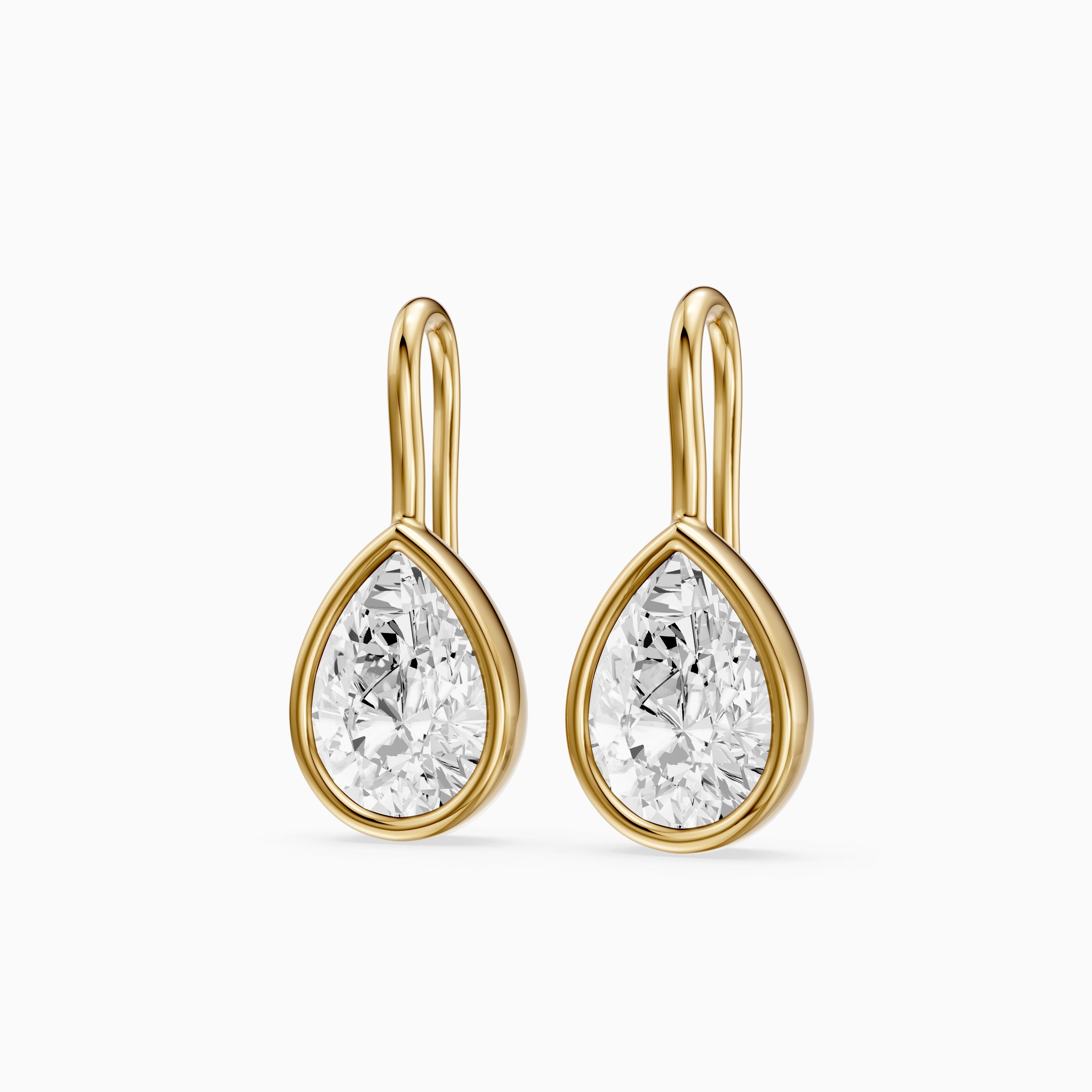 Brinley Bezel Set Pear Lab Grown Diamond Drop Earrings