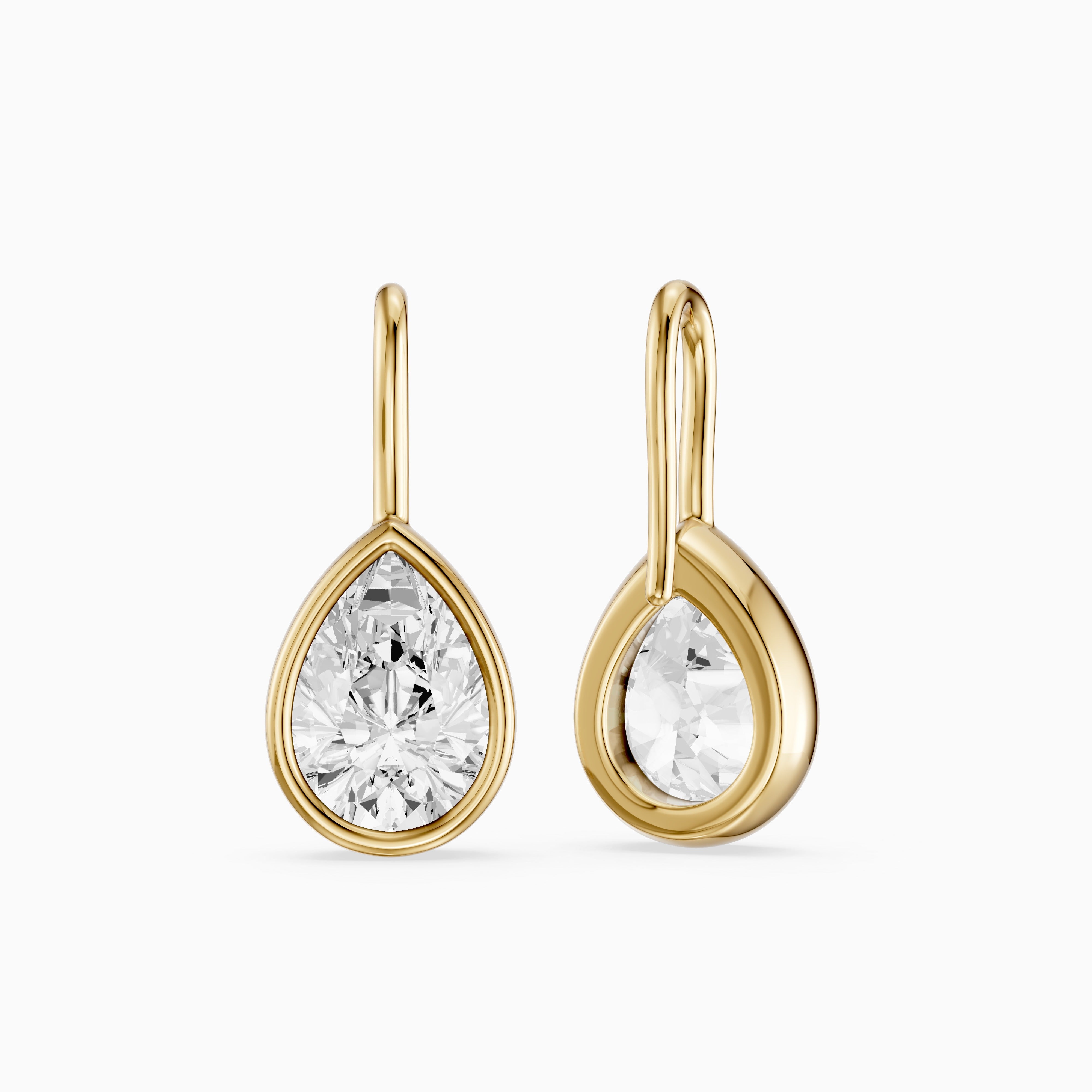 Brinley Bezel Set Pear Lab Grown Diamond Drop Earrings