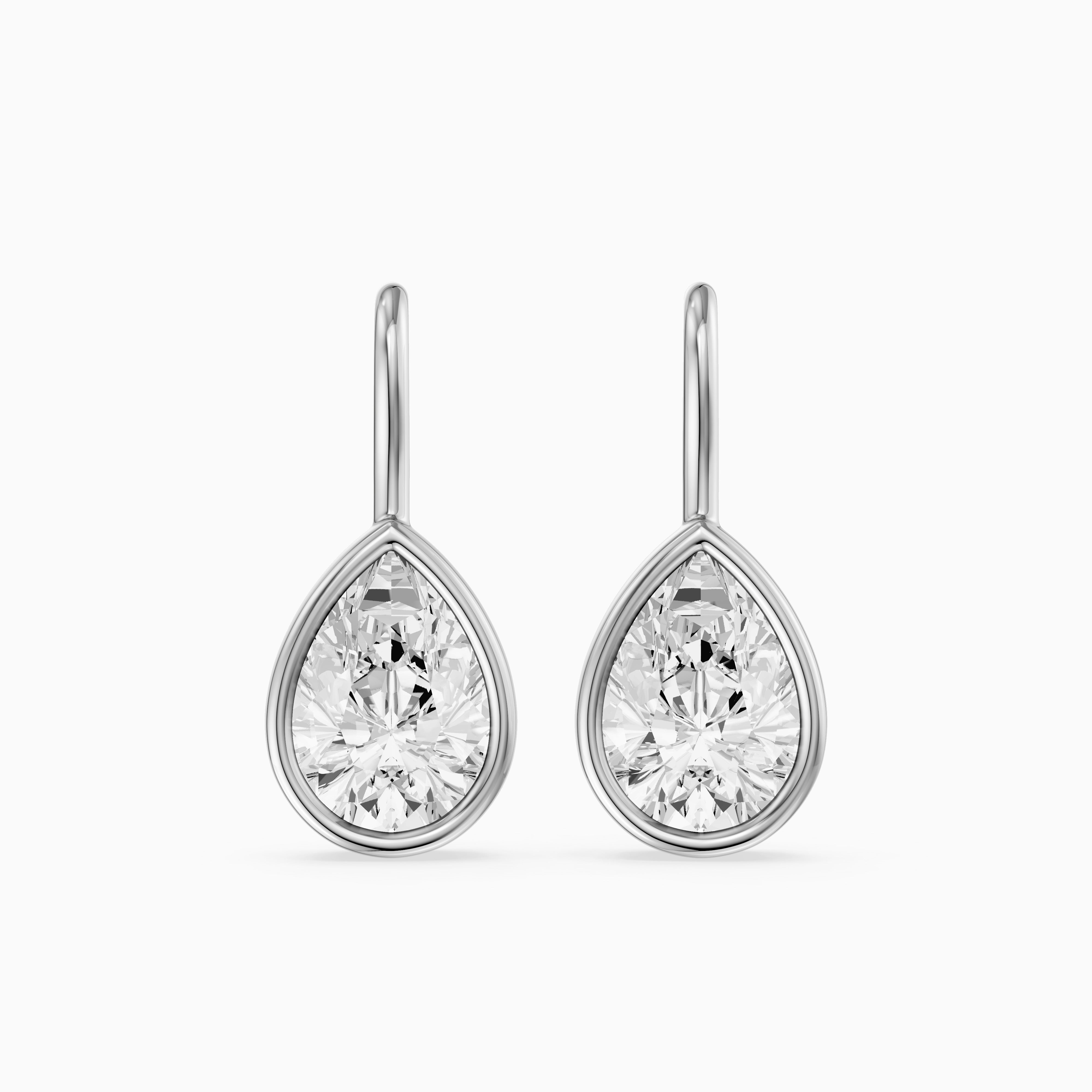 Brinley Bezel Set Pear Lab Grown Diamond Drop Earrings