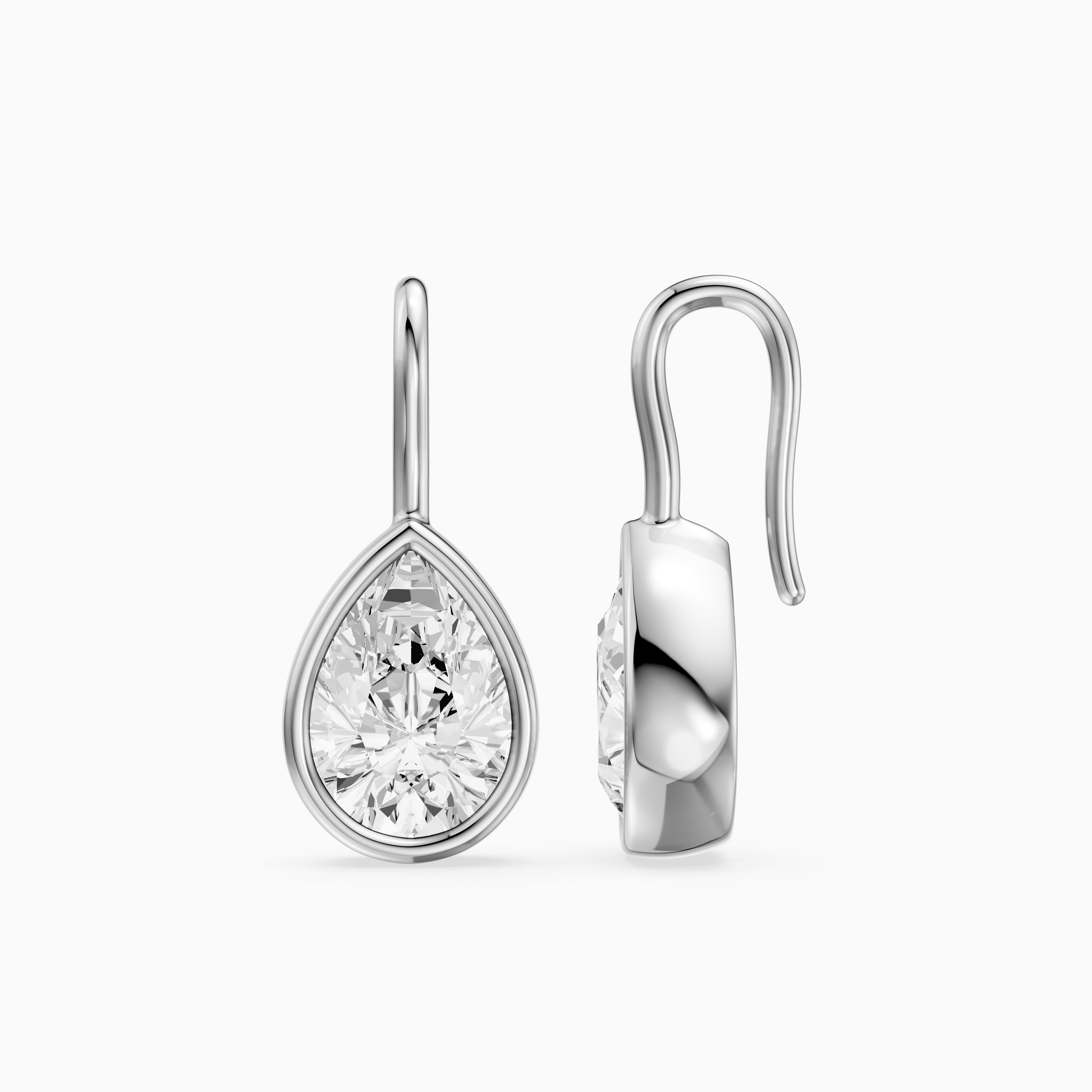 Brinley Bezel Set Pear Lab Grown Diamond Drop Earrings