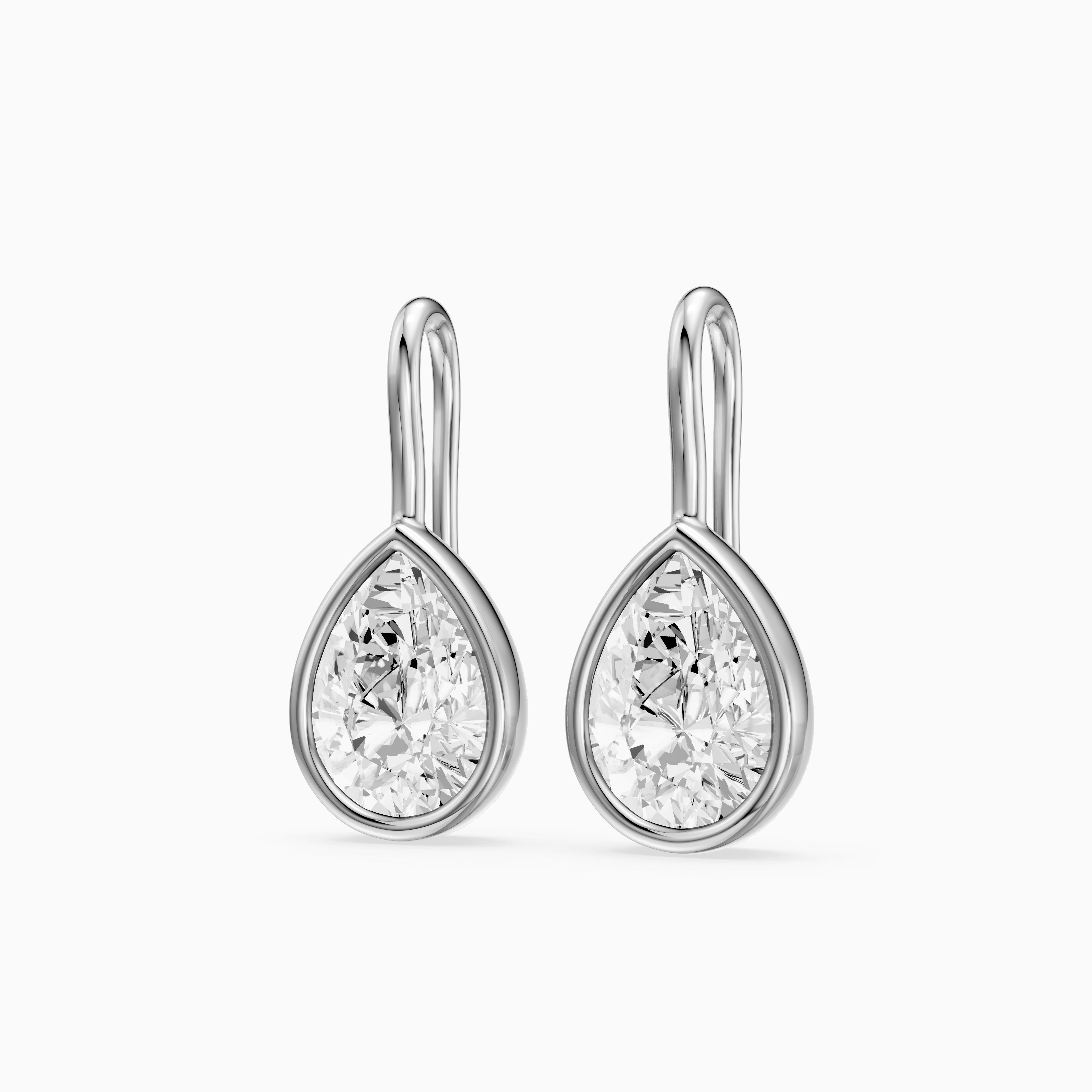Brinley Bezel Set Pear Lab Grown Diamond Drop Earrings