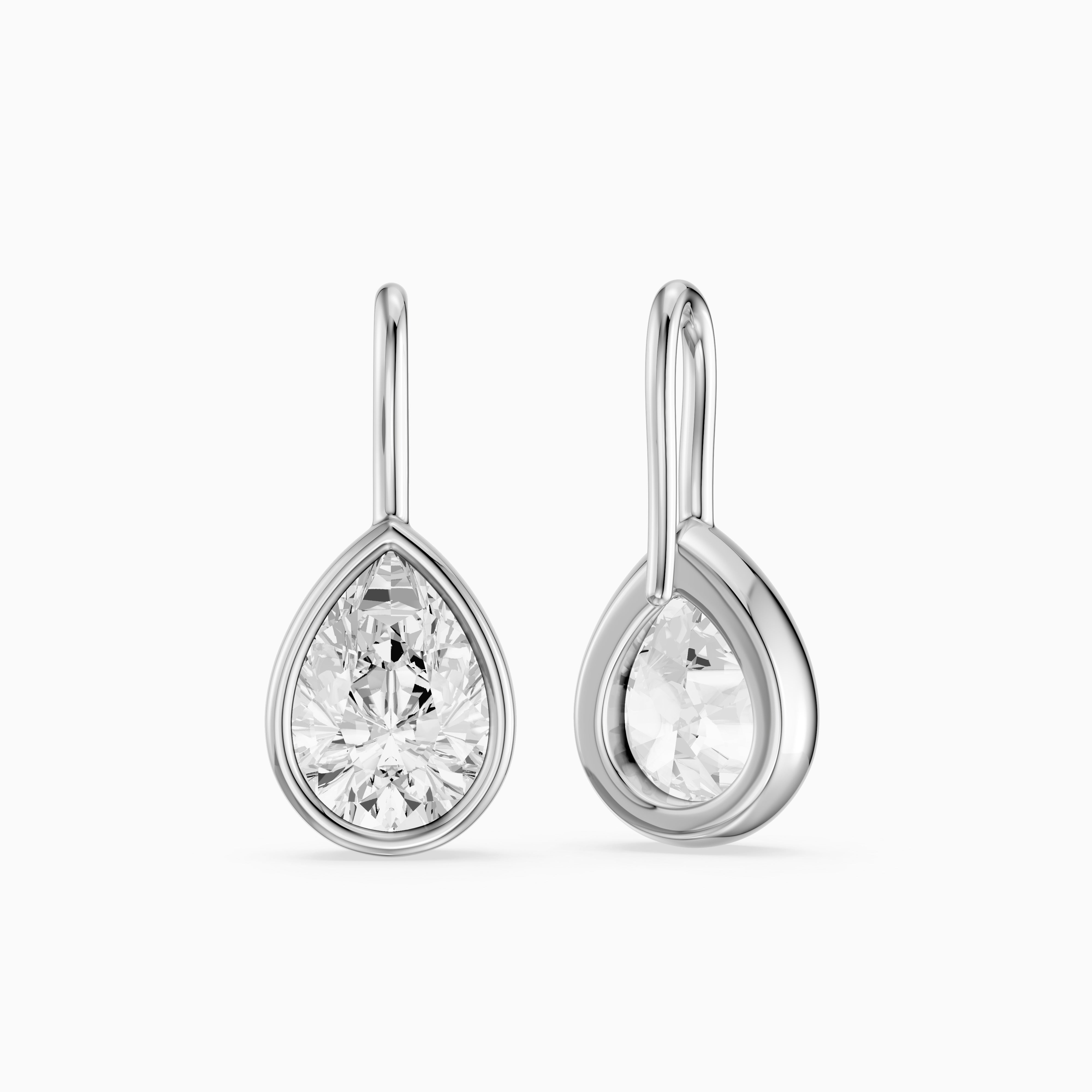 Brinley Bezel Set Pear Lab Grown Diamond Drop Earrings