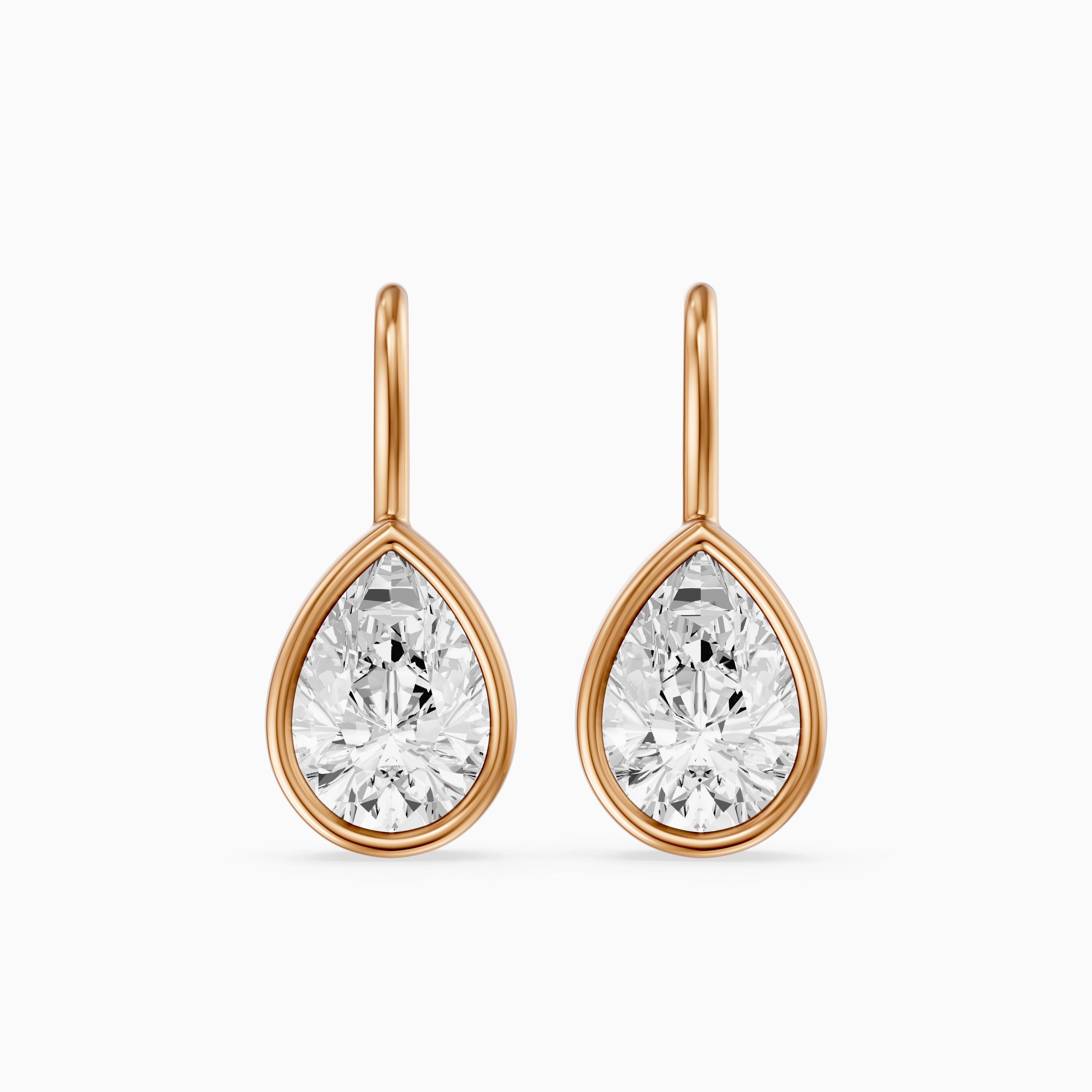 Brinley Bezel Set Pear Lab Grown Diamond Drop Earrings