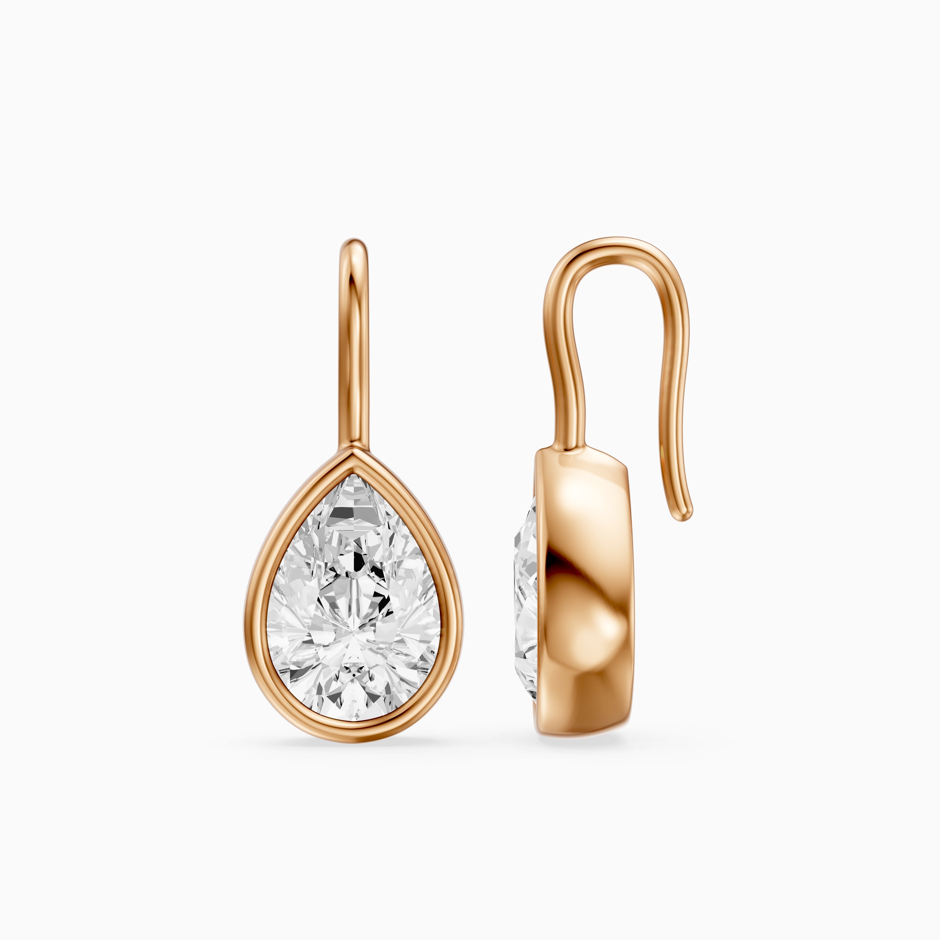 Brinley Bezel Set Pear Lab Grown Diamond Drop Earrings