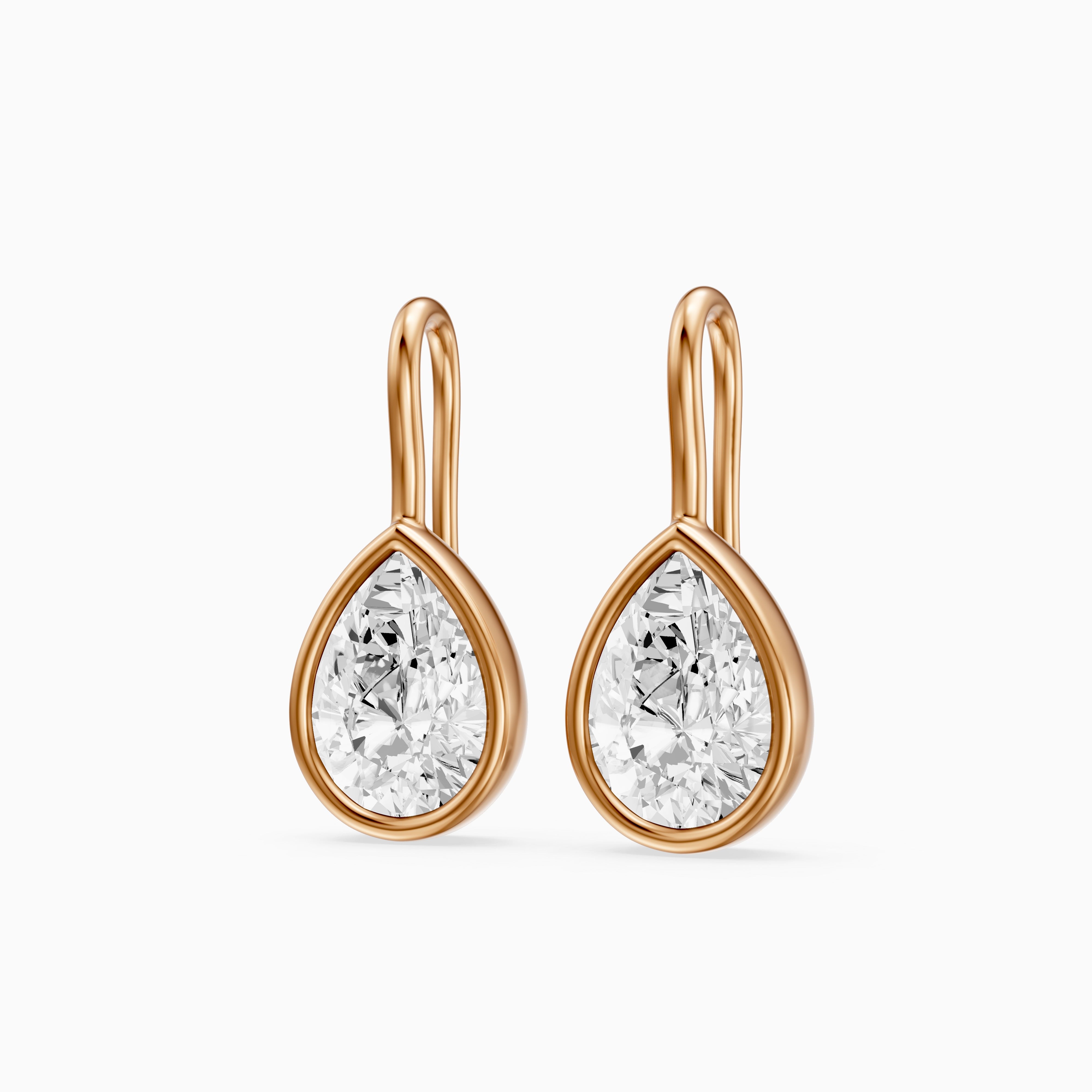 Brinley Bezel Set Pear Lab Grown Diamond Drop Earrings
