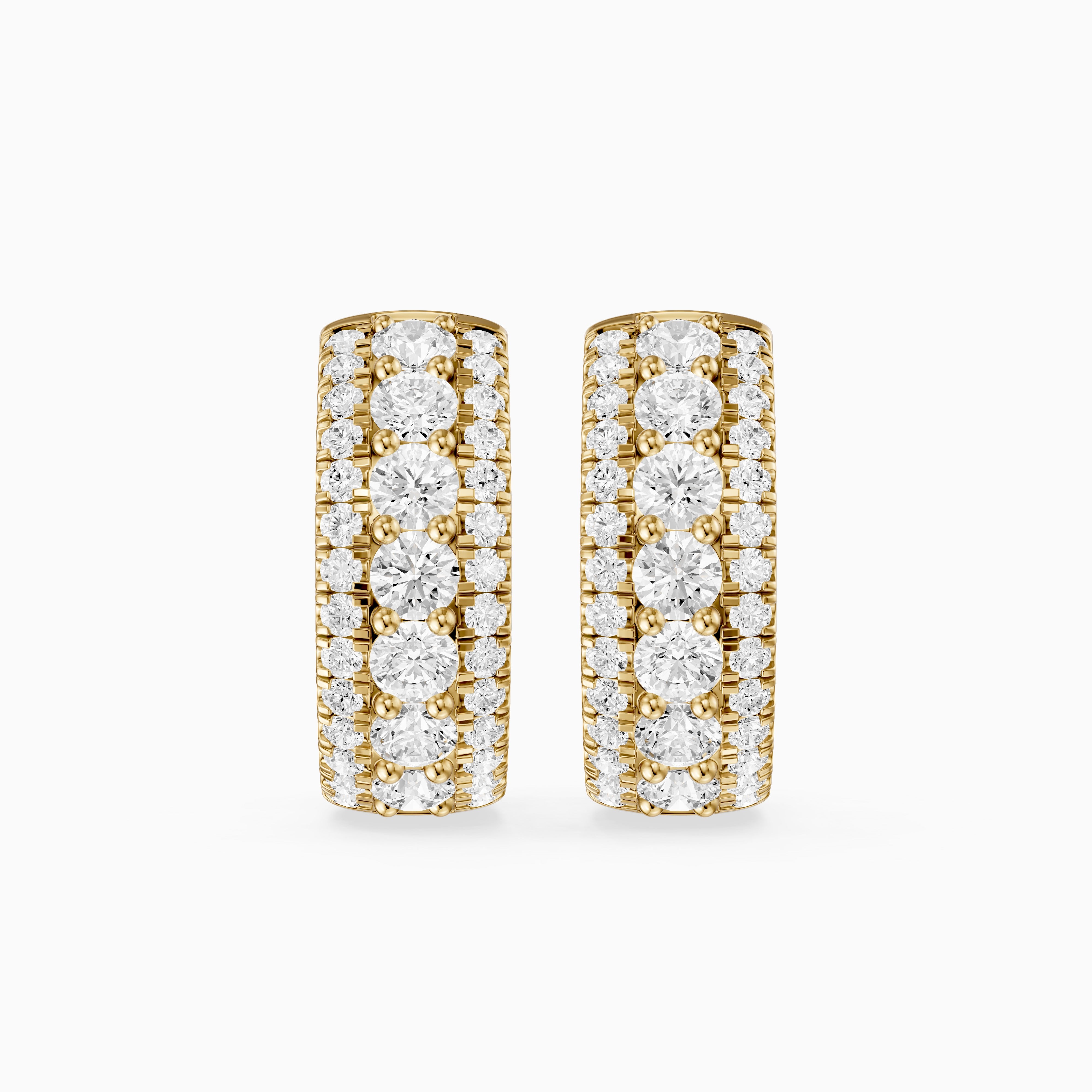 Karla Three Row Round Lab Grown Diamond Hoop Earrings