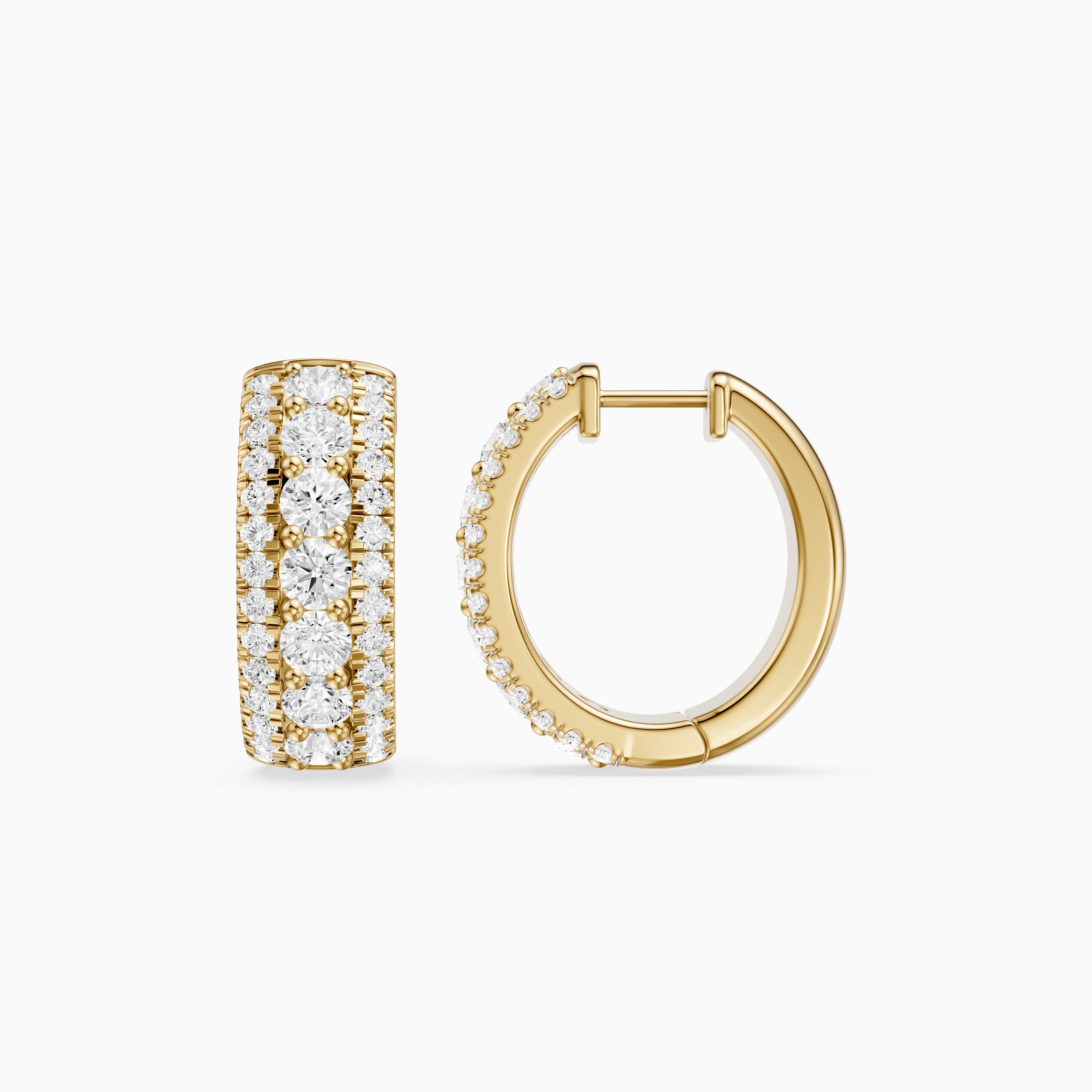 Karla Three Row Round Lab Grown Diamond Hoop Earrings