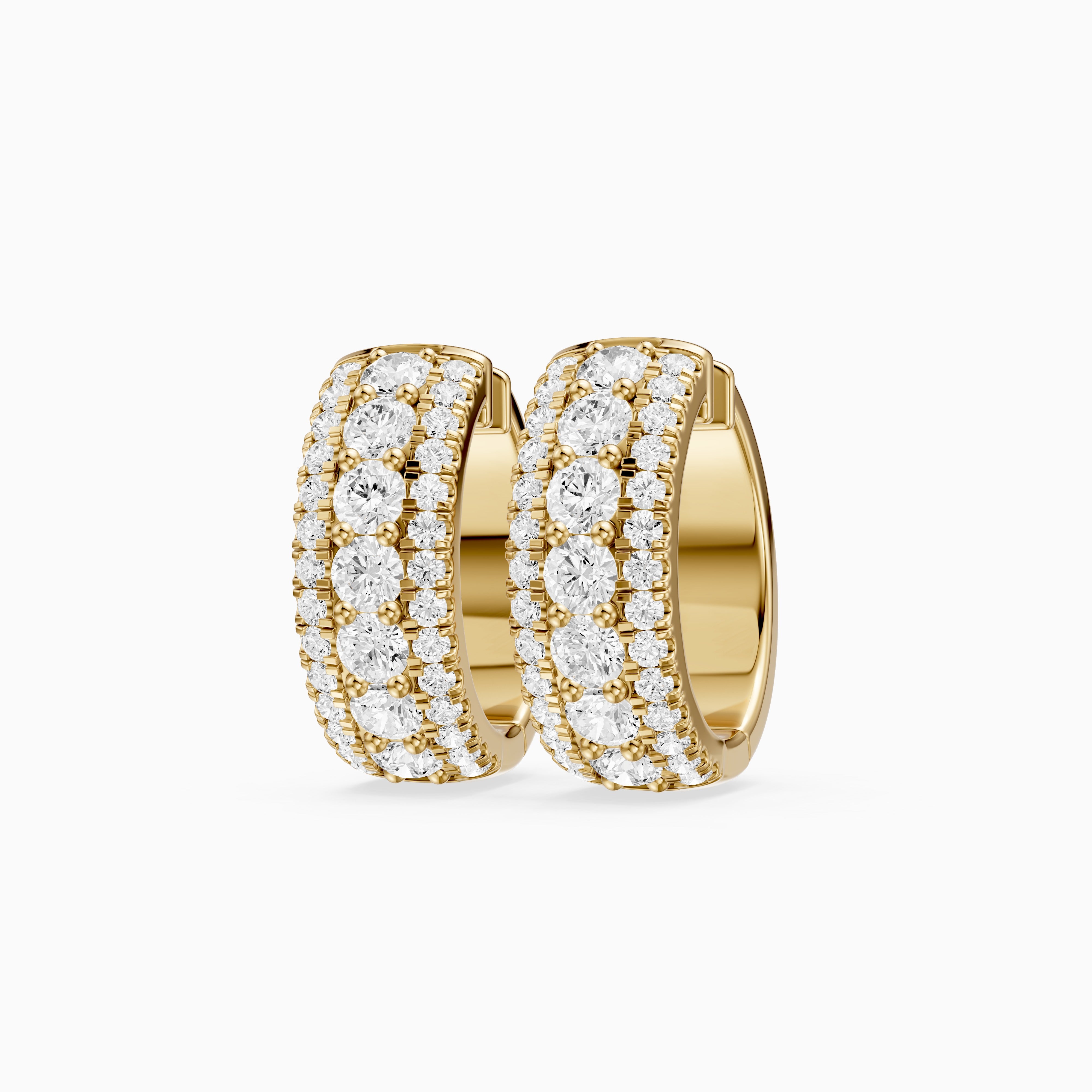 Karla Three Row Round Lab Grown Diamond Hoop Earrings