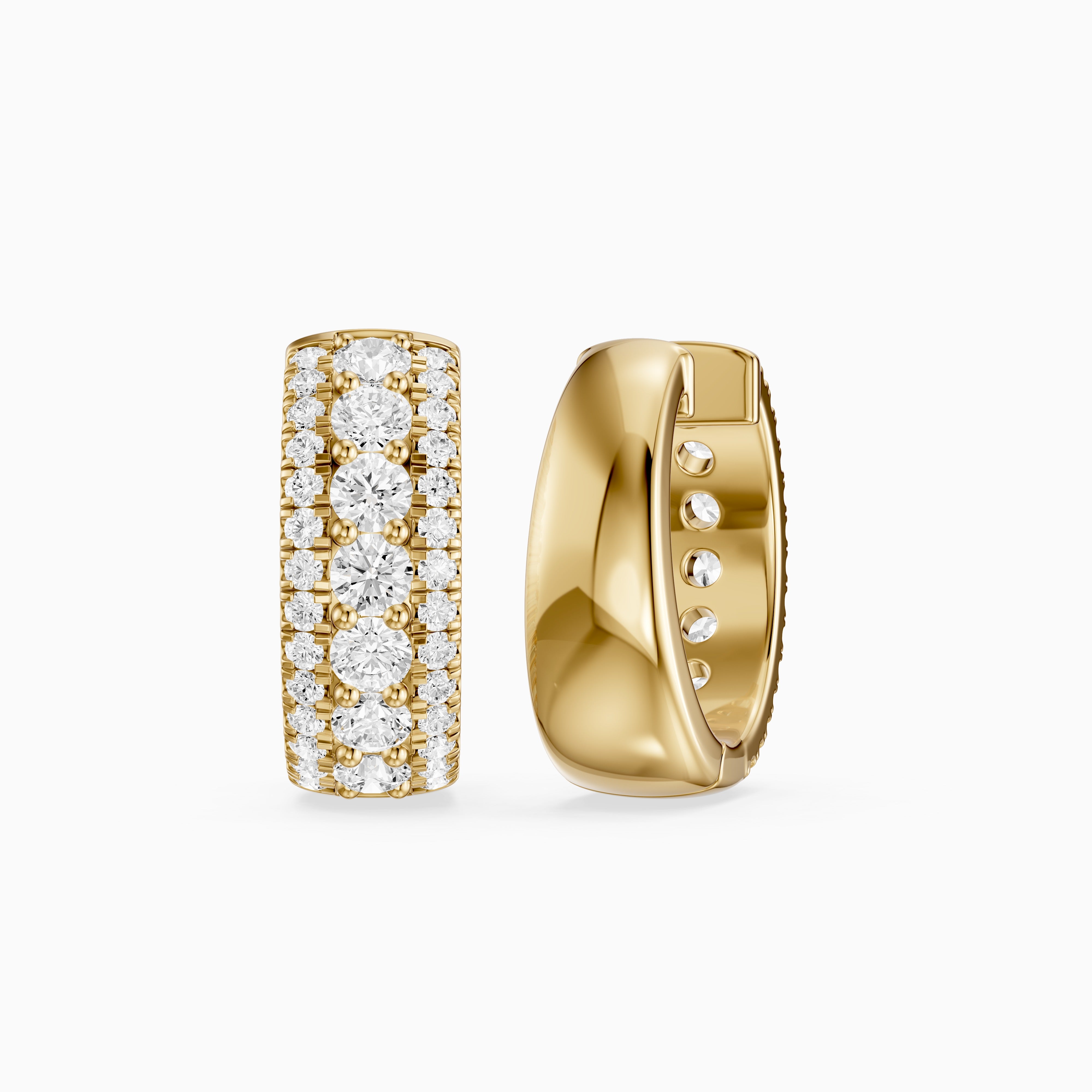 Karla Three Row Round Lab Grown Diamond Hoop Earrings
