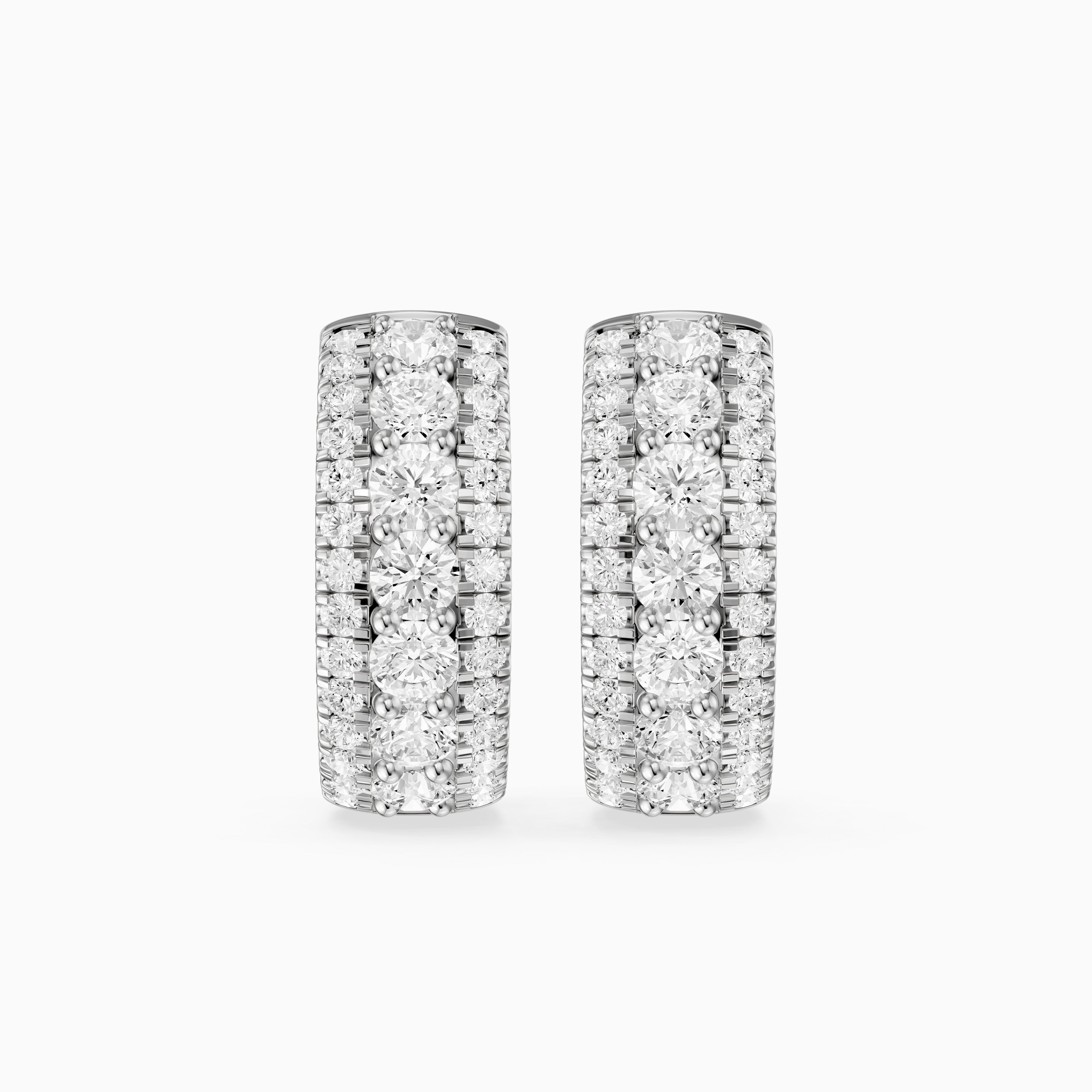 Karla Three Row Round Lab Grown Diamond Hoop Earrings
