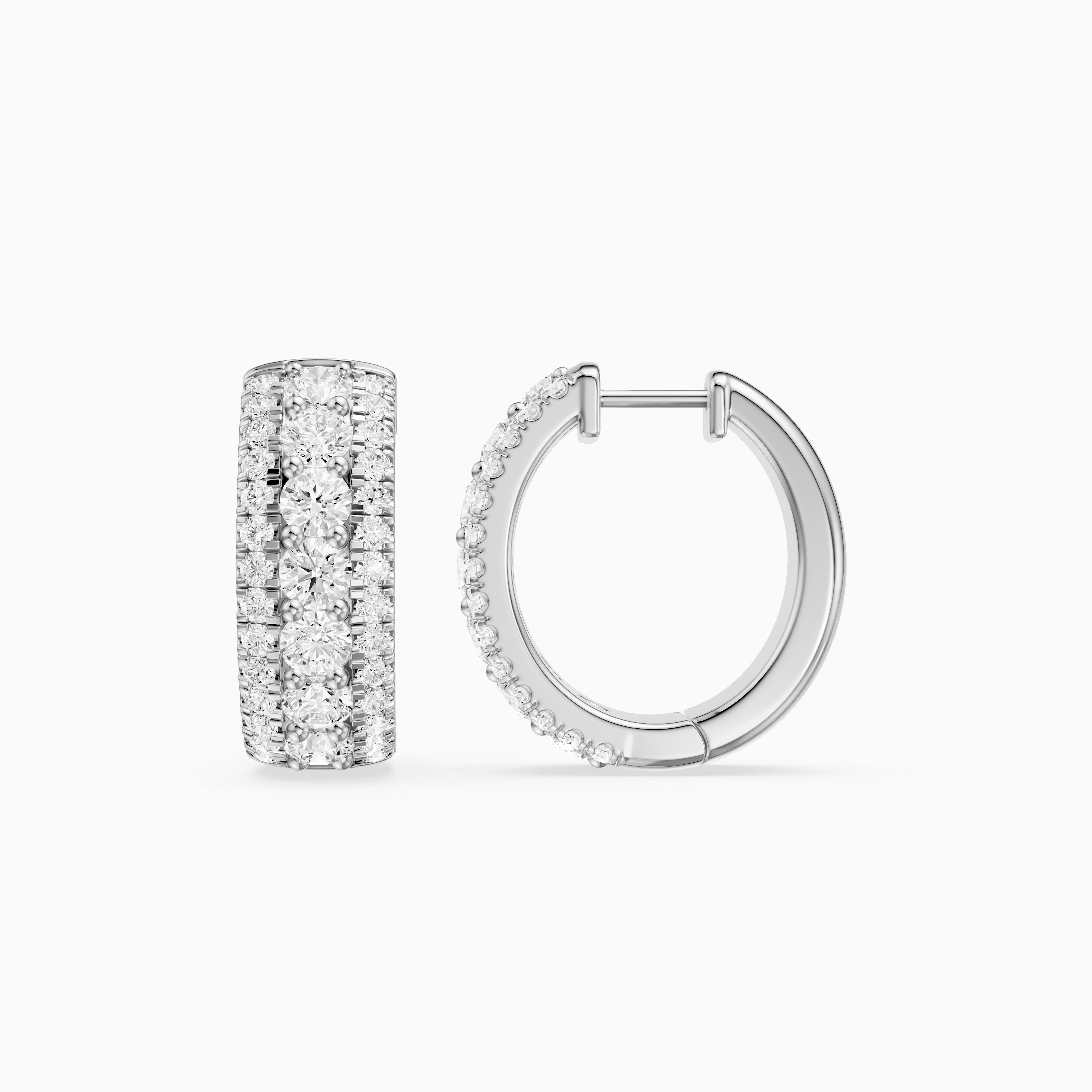 Karla Three Row Round Lab Grown Diamond Hoop Earrings