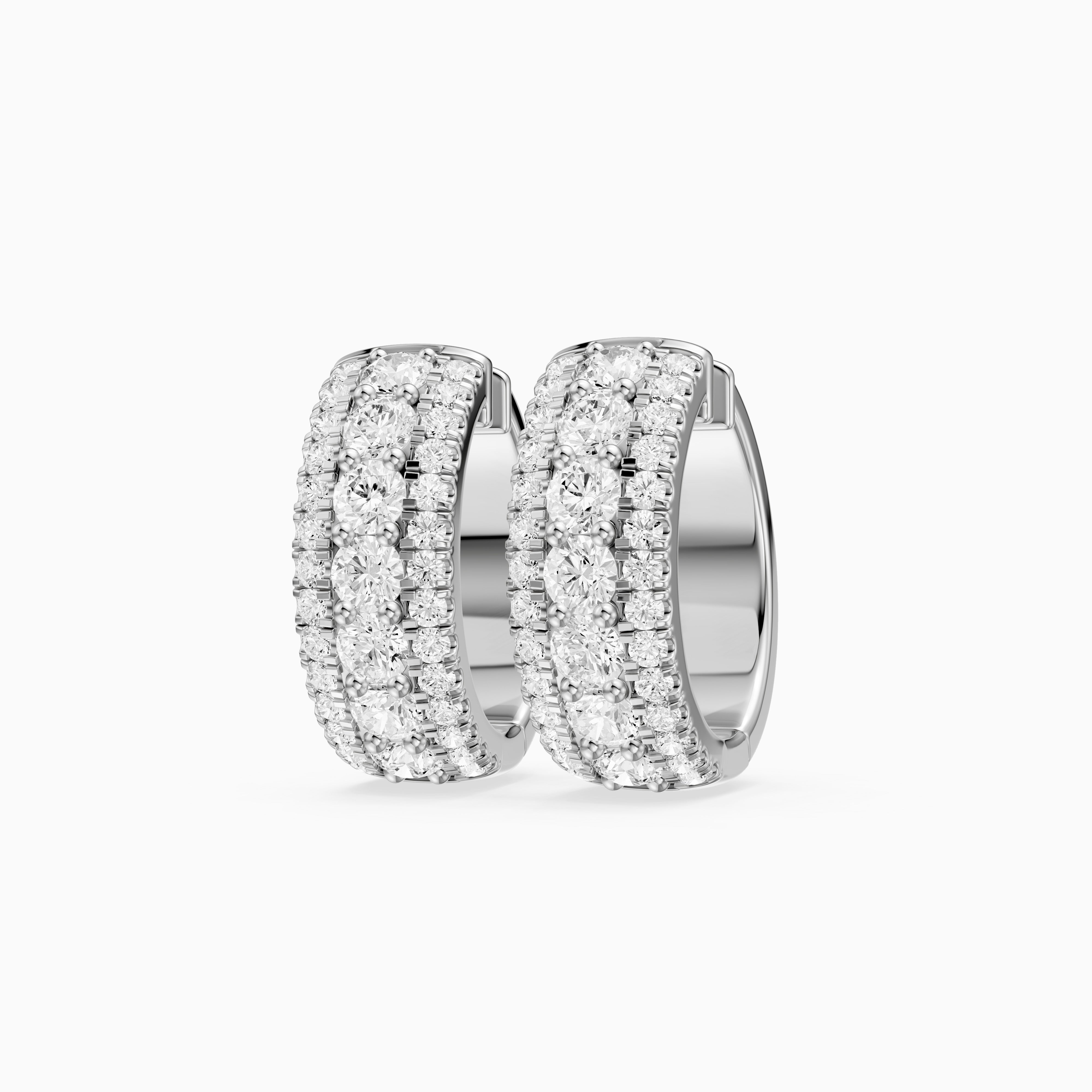 Karla Three Row Round Lab Grown Diamond Hoop Earrings