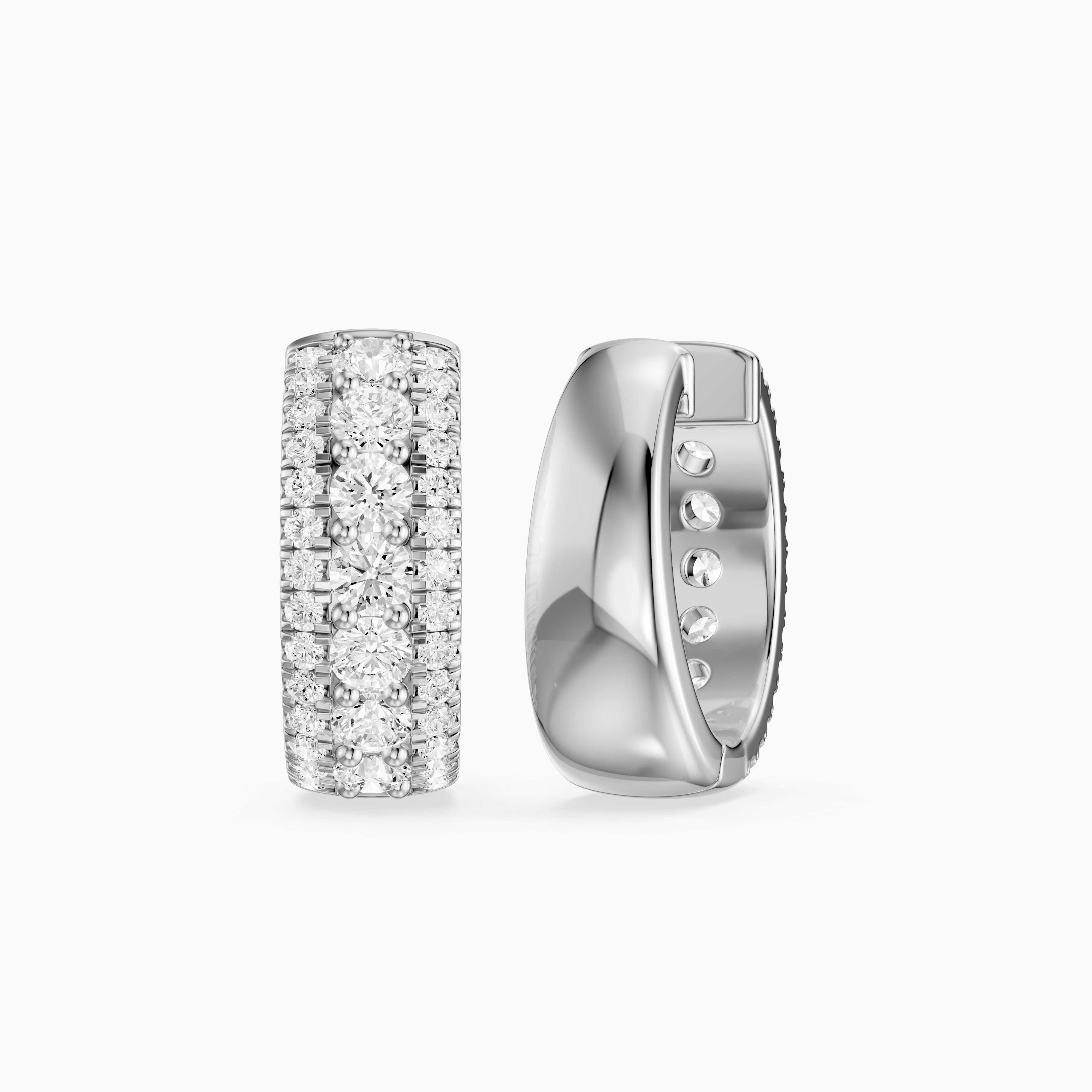 Karla Three Row Round Lab Grown Diamond Hoop Earrings