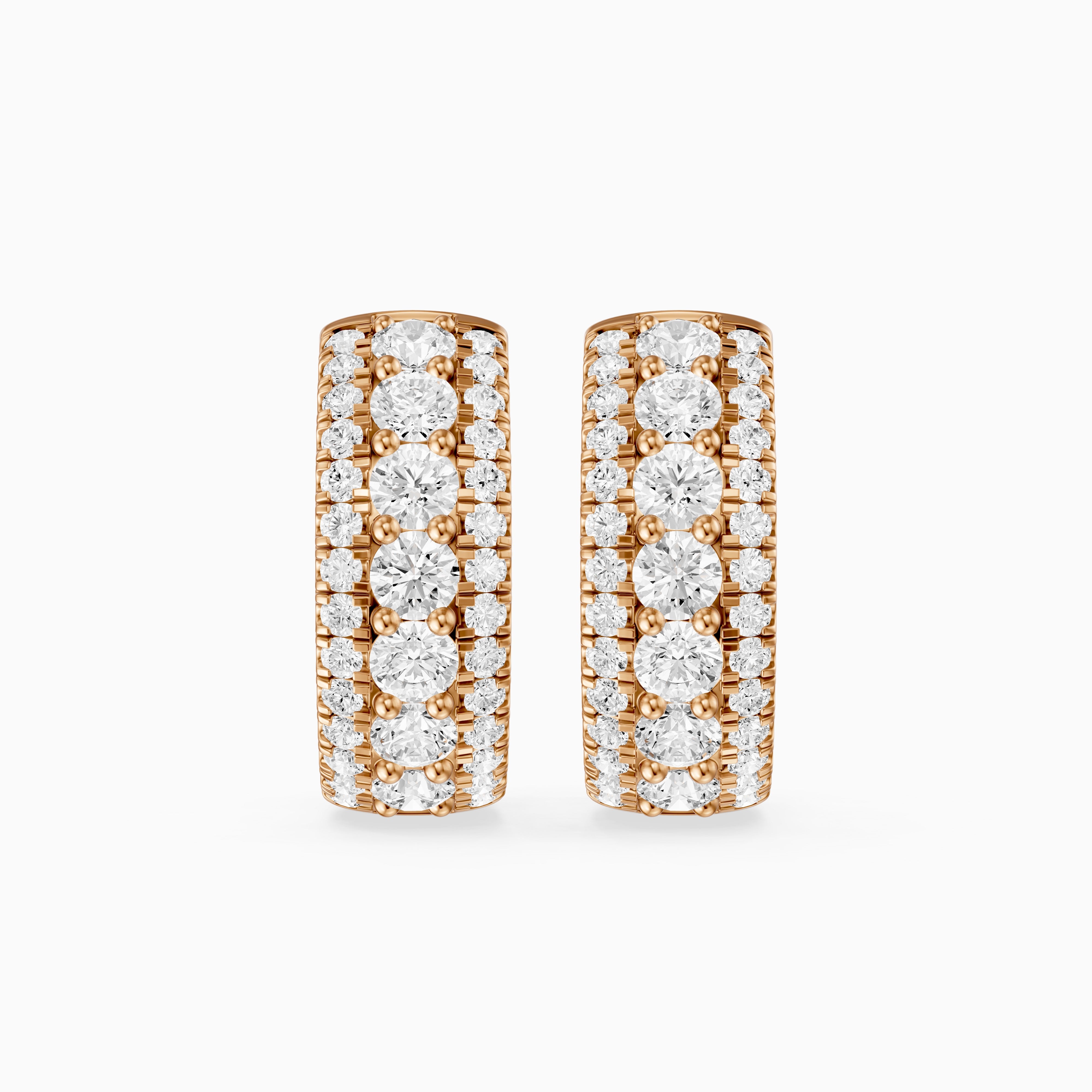 Karla Three Row Round Lab Grown Diamond Hoop Earrings