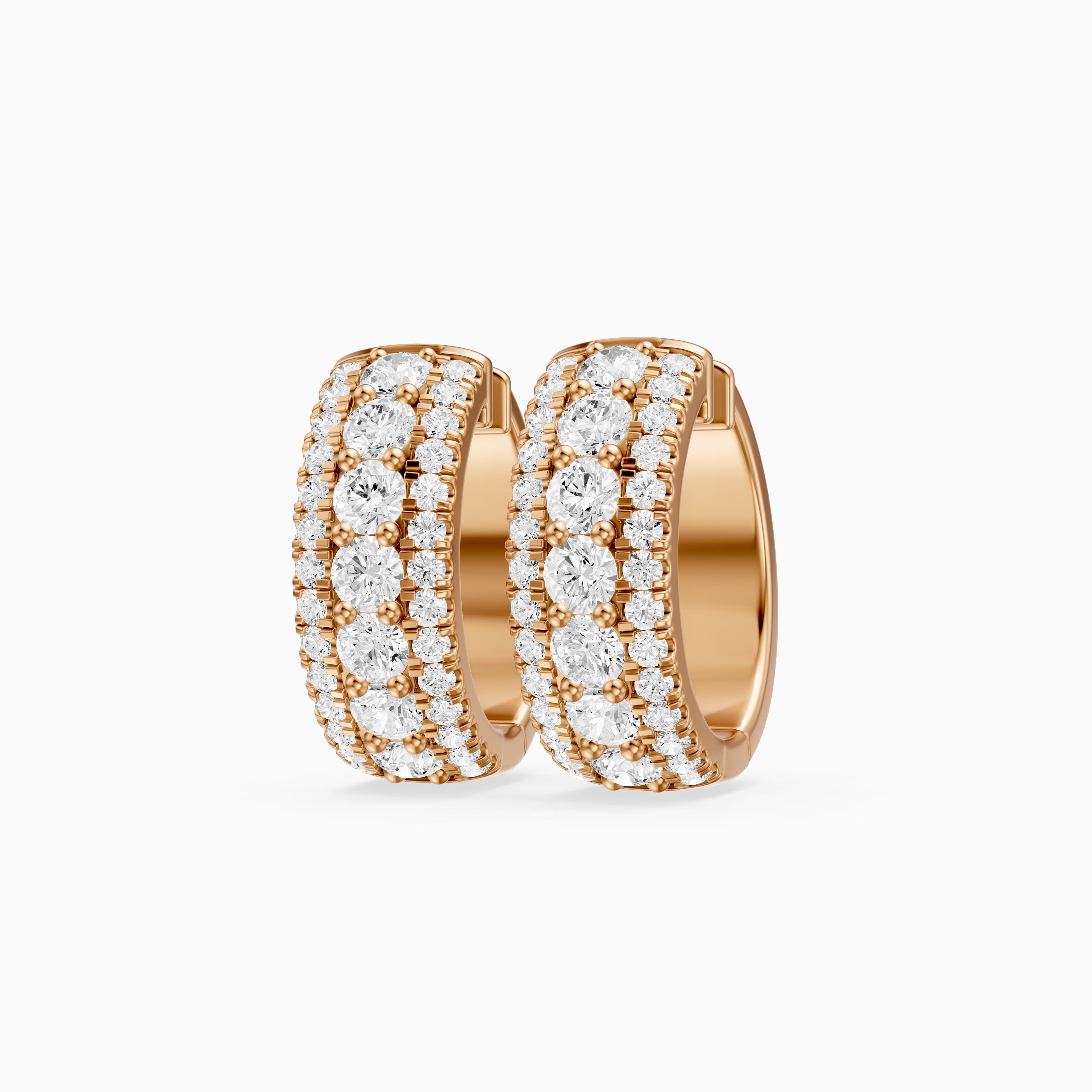 Karla Three Row Round Lab Grown Diamond Hoop Earrings