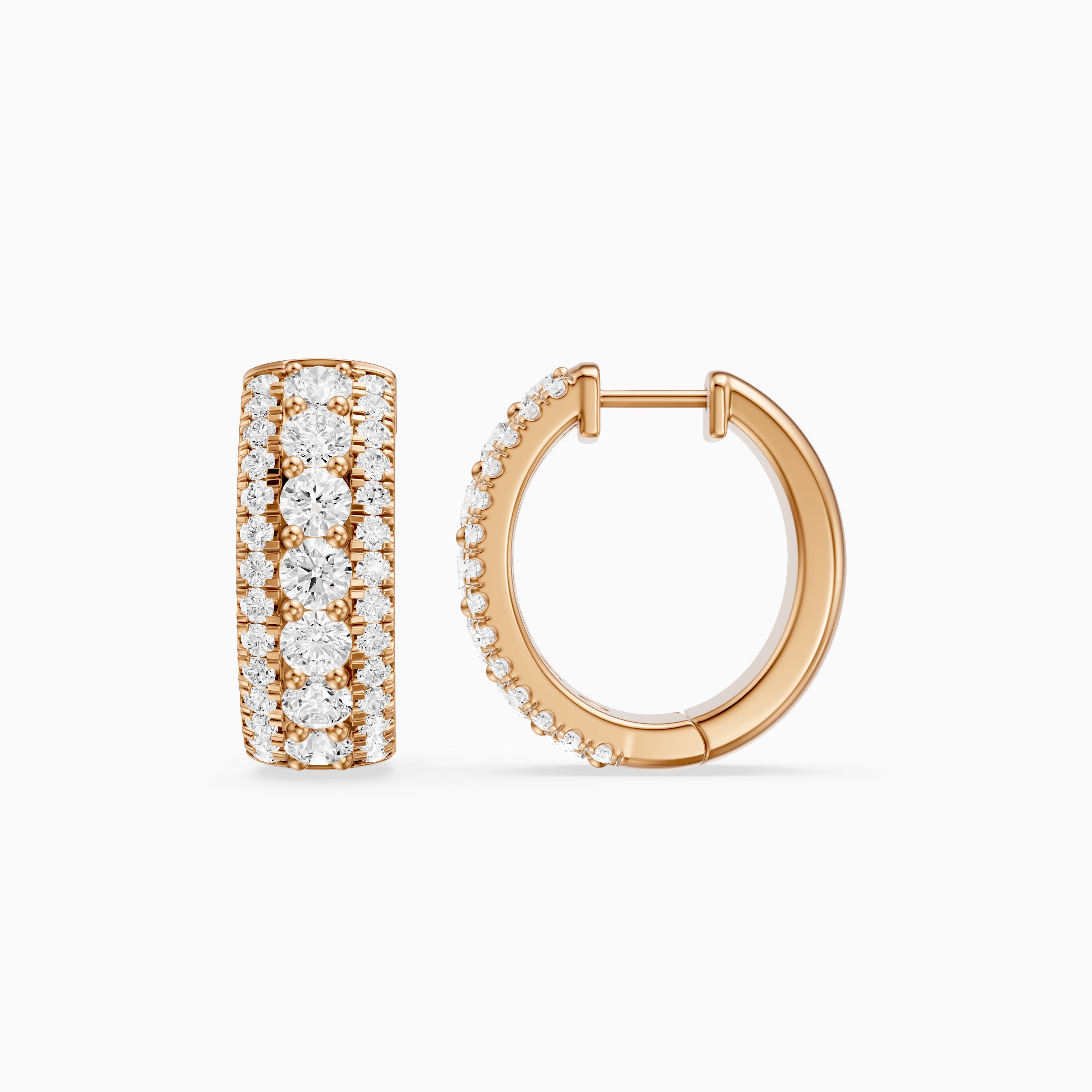 Karla Three Row Round Lab Grown Diamond Hoop Earrings