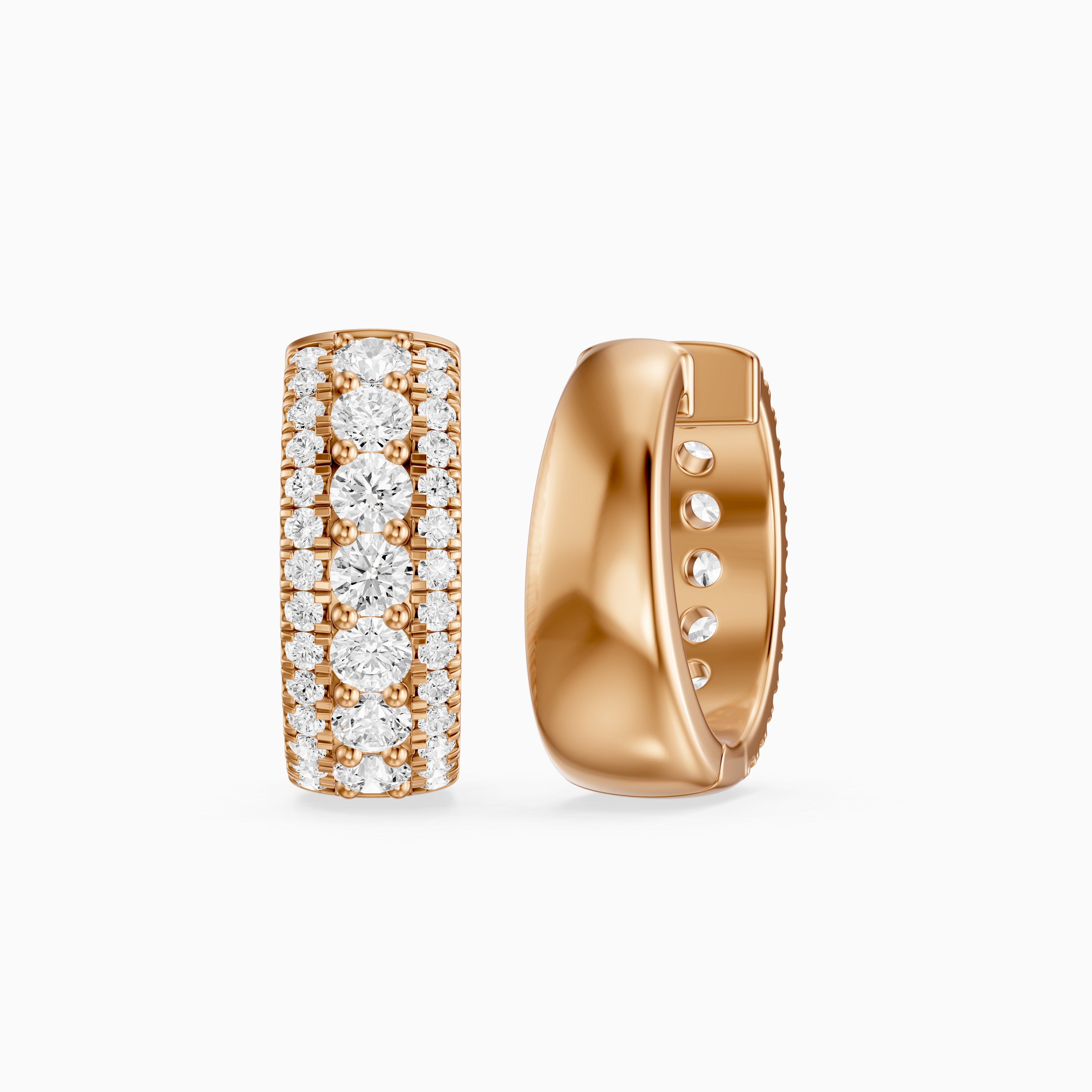 Karla Three Row Round Lab Grown Diamond Hoop Earrings