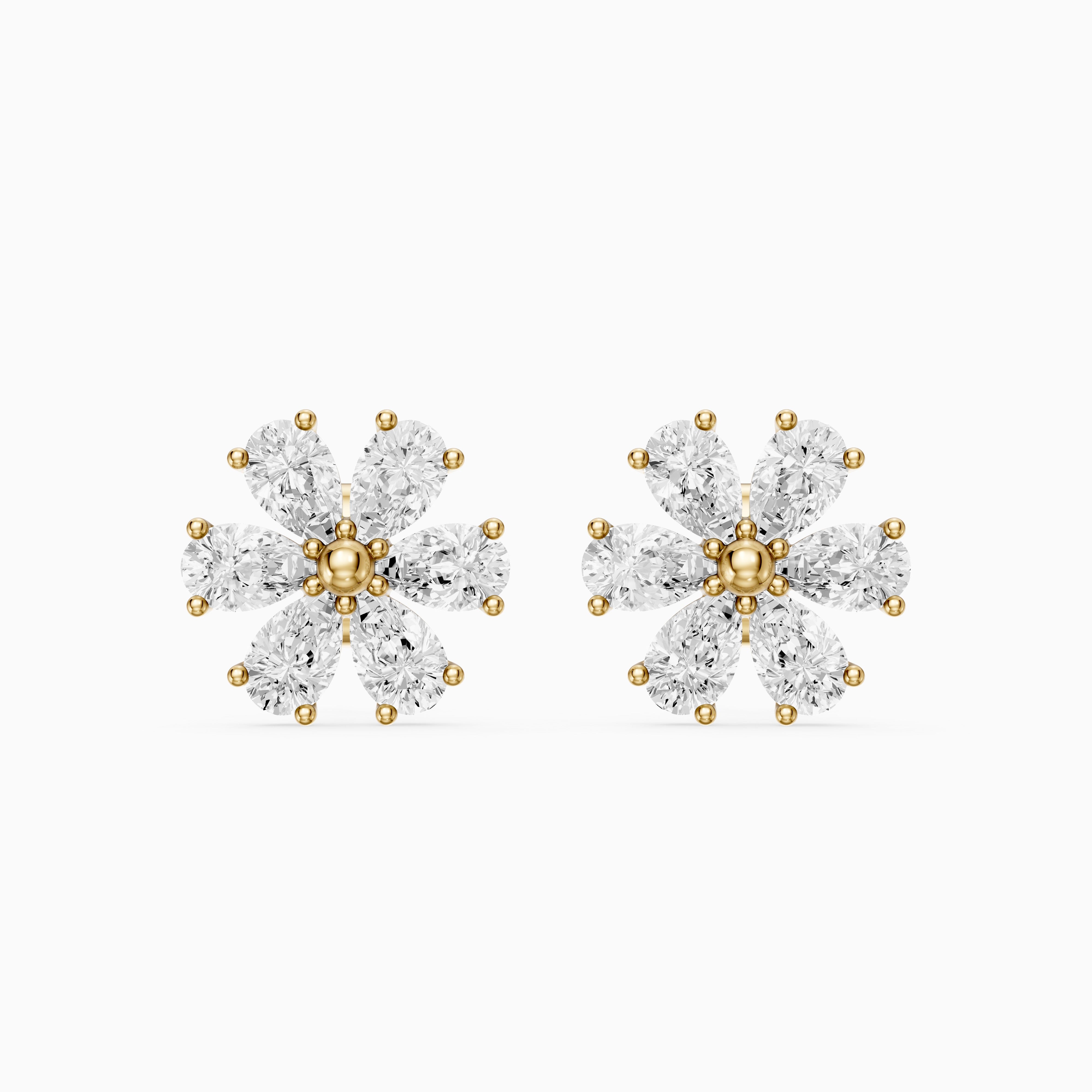Oliwia Pear Cut Lab Grown Diamond Floral Cluster Stud Earrings