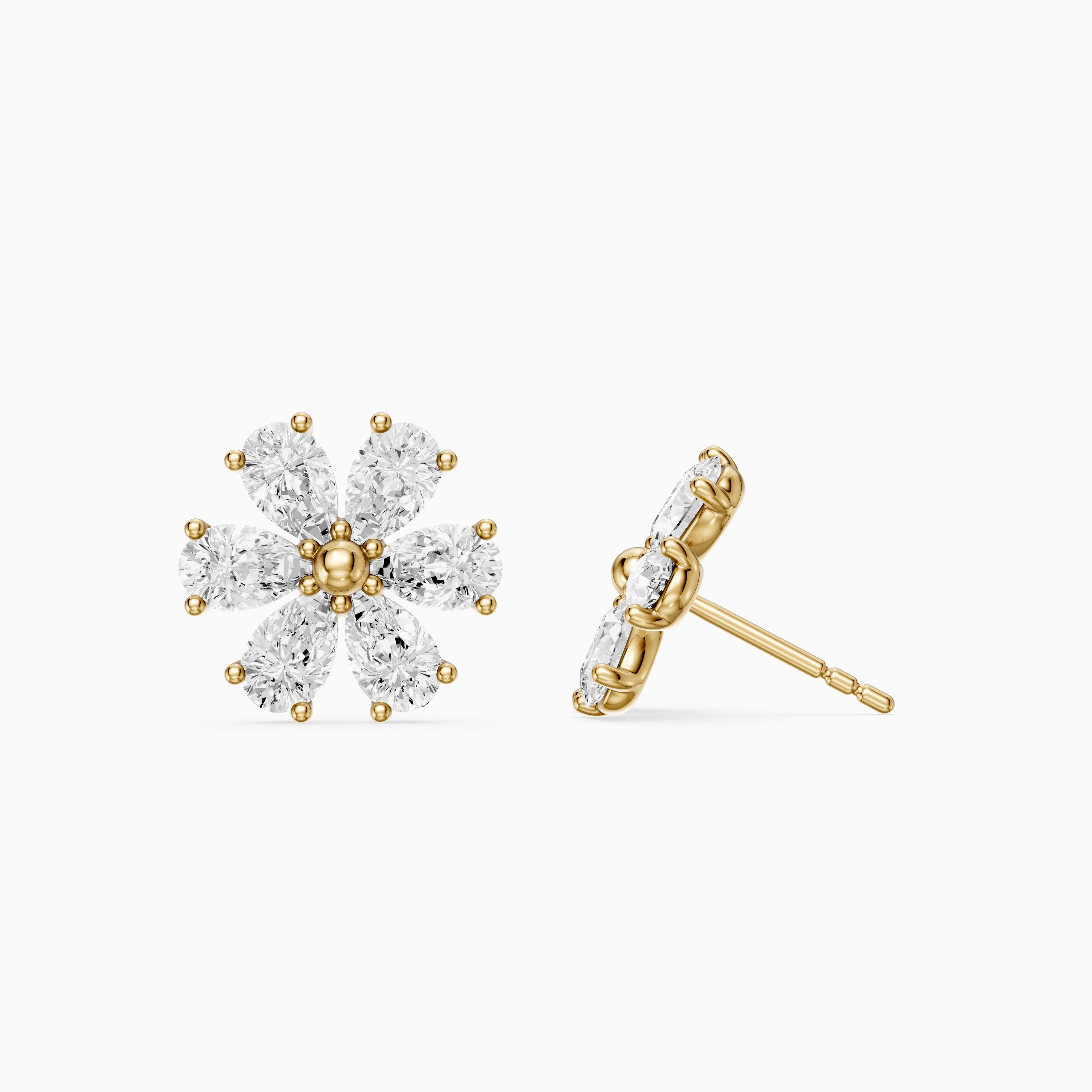 Oliwia Pear Cut Lab Grown Diamond Floral Cluster Stud Earrings