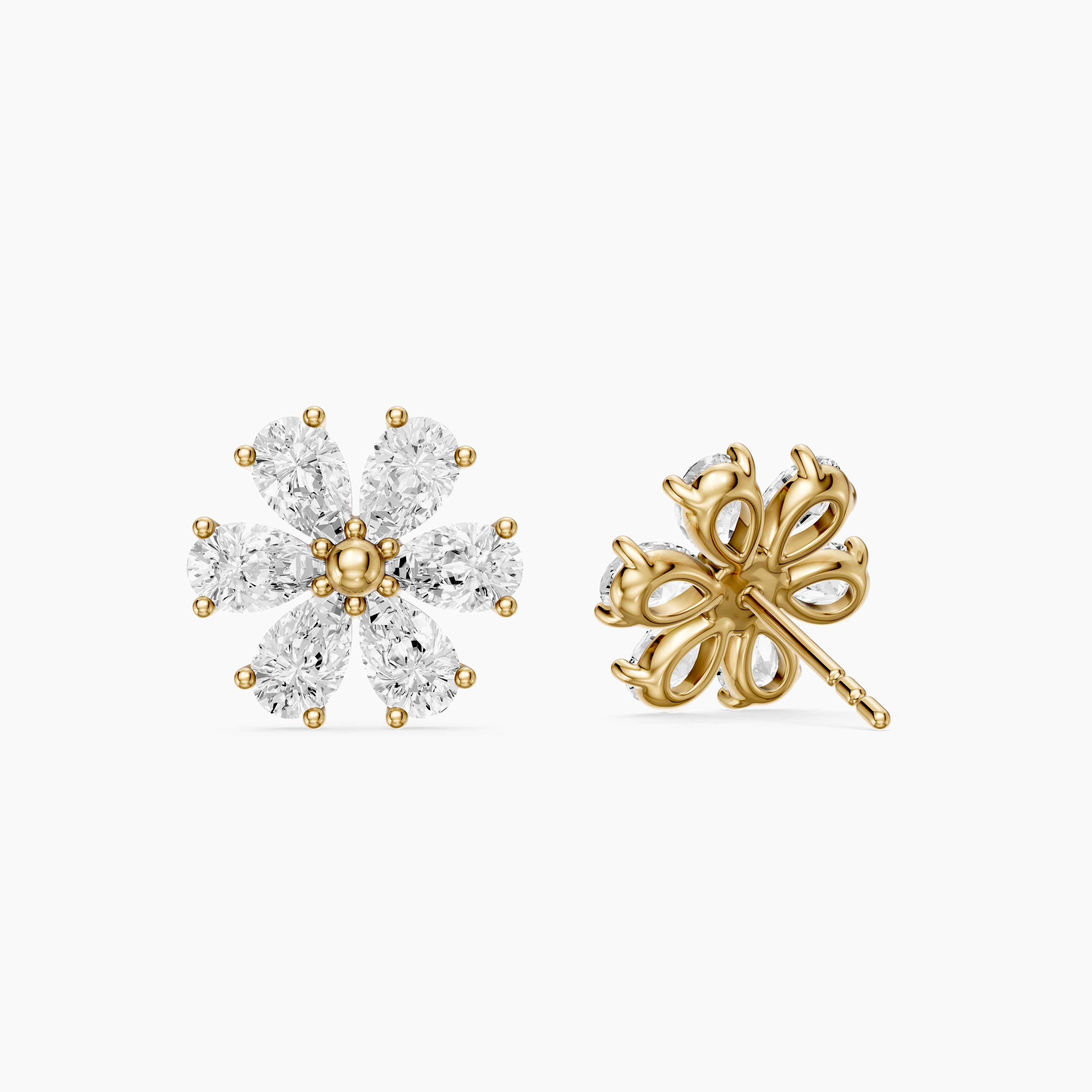 Oliwia Pear Cut Lab Grown Diamond Floral Cluster Stud Earrings