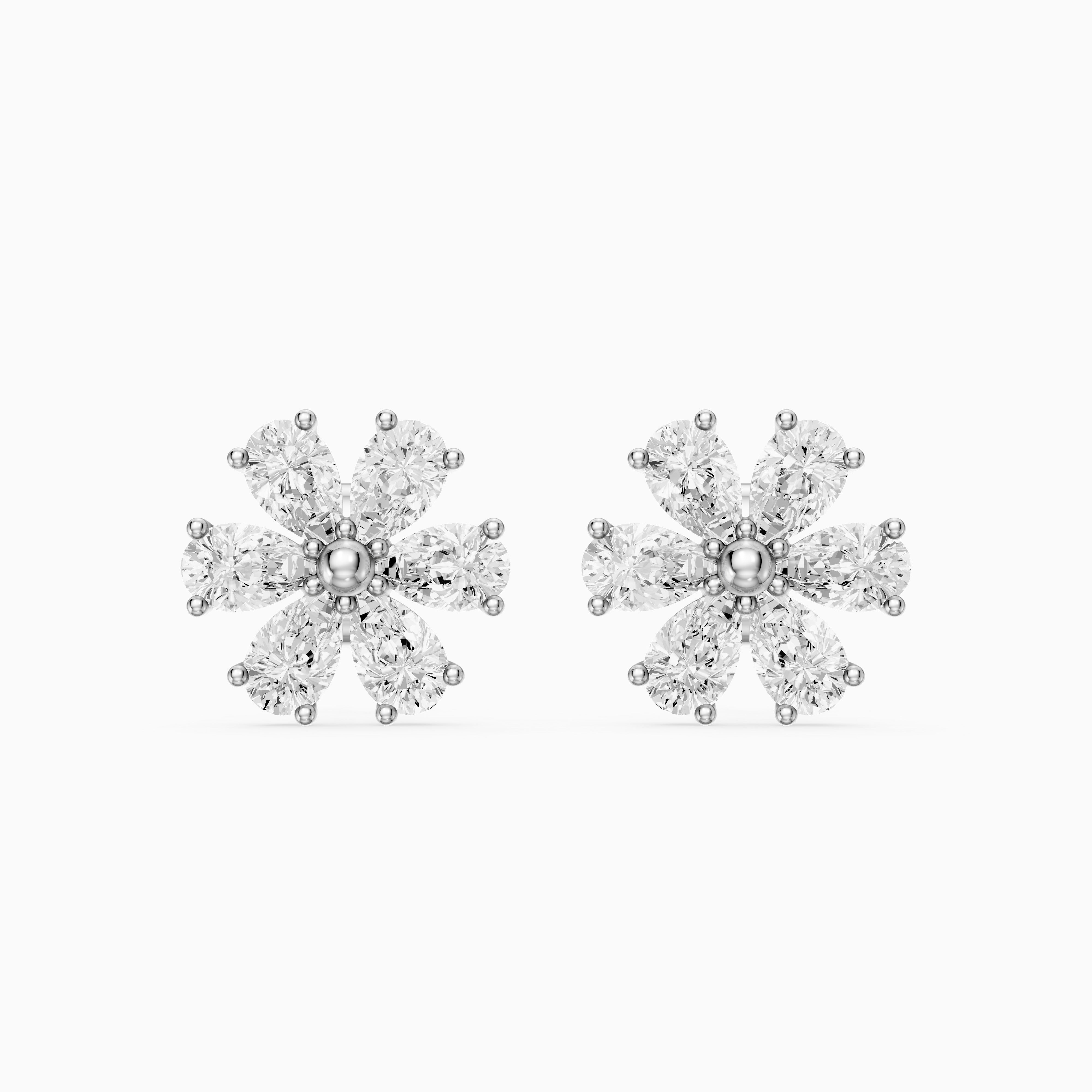Oliwia Pear Cut Lab Grown Diamond Floral Cluster Stud Earrings