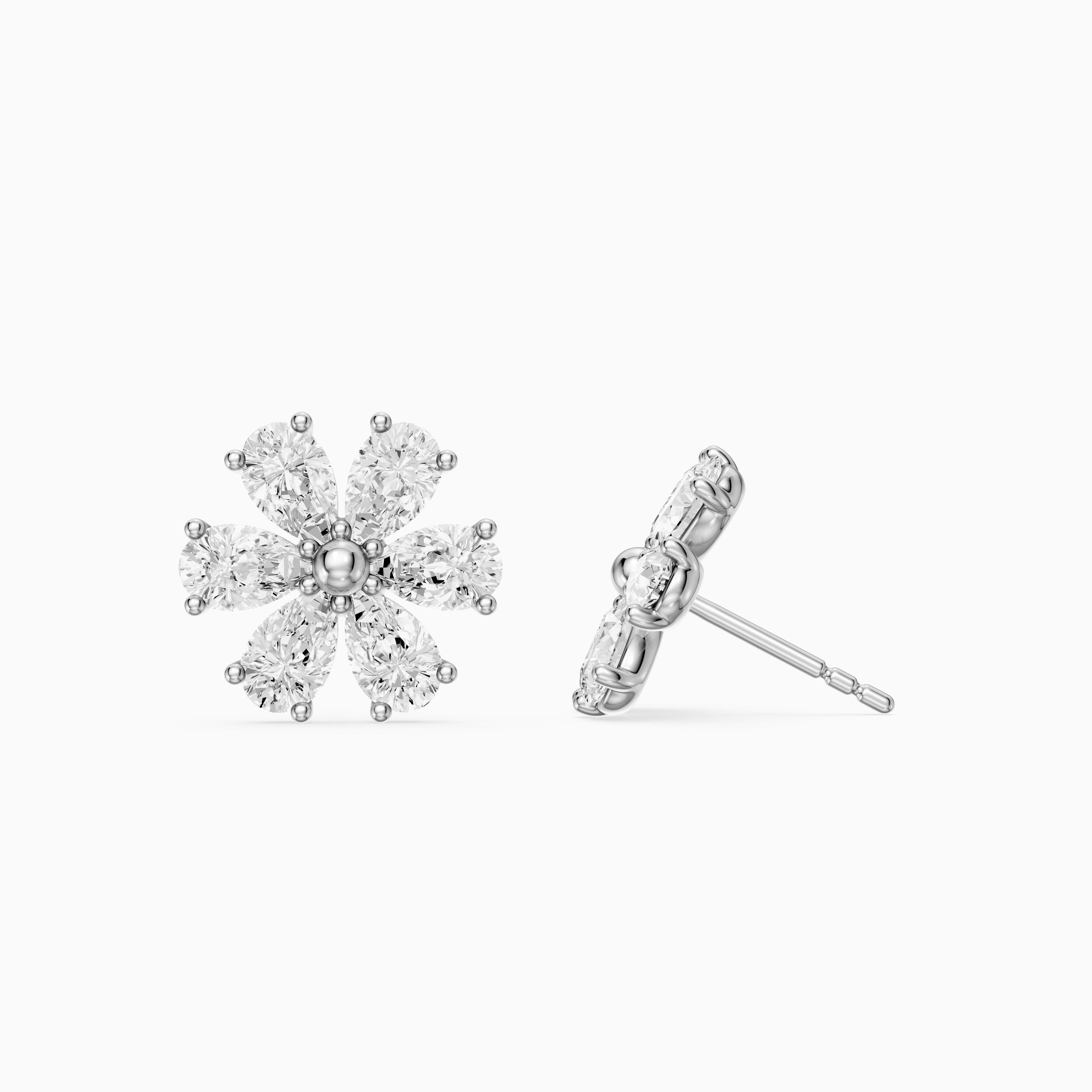 Oliwia Pear Cut Lab Grown Diamond Floral Cluster Stud Earrings