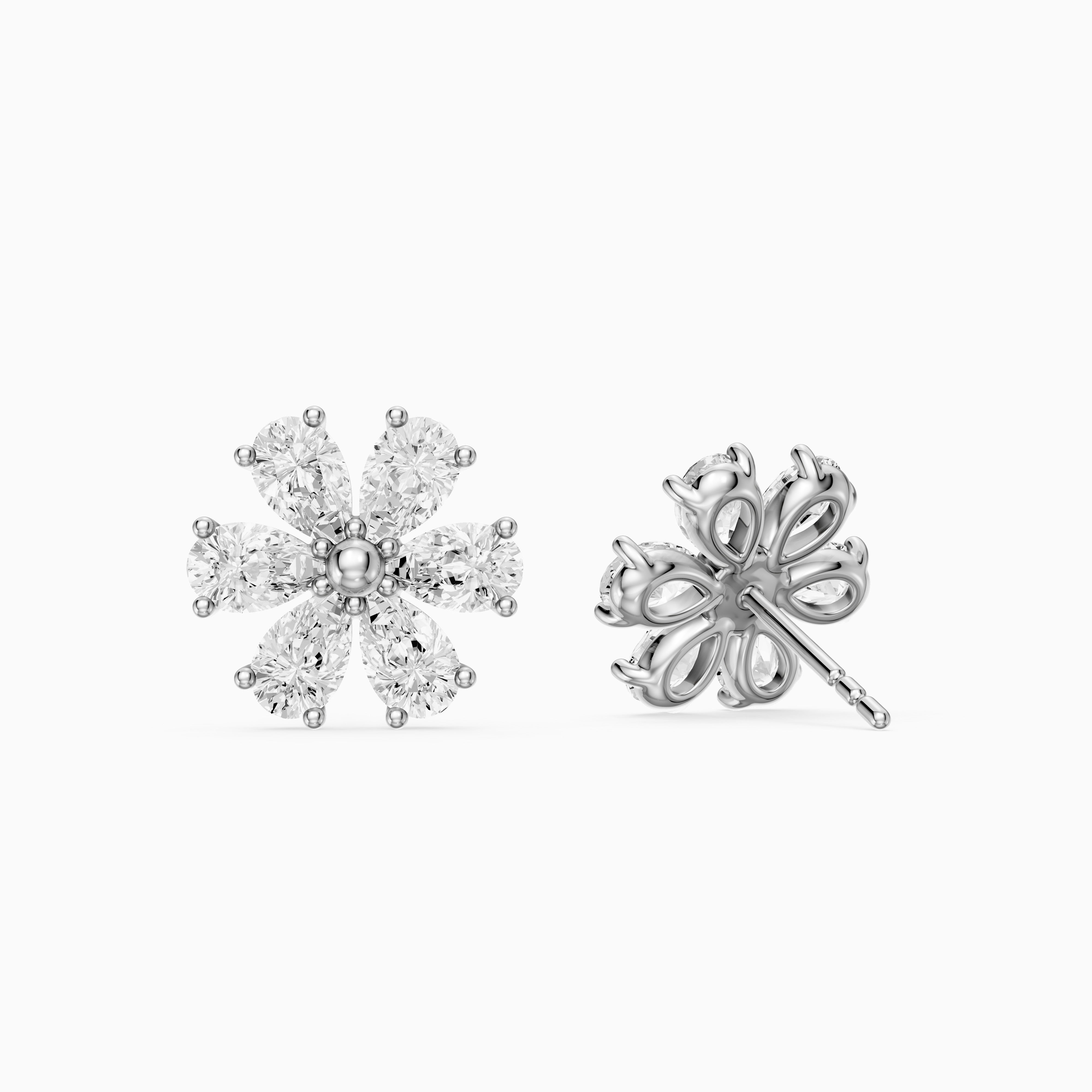 Oliwia Pear Cut Lab Grown Diamond Floral Cluster Stud Earrings