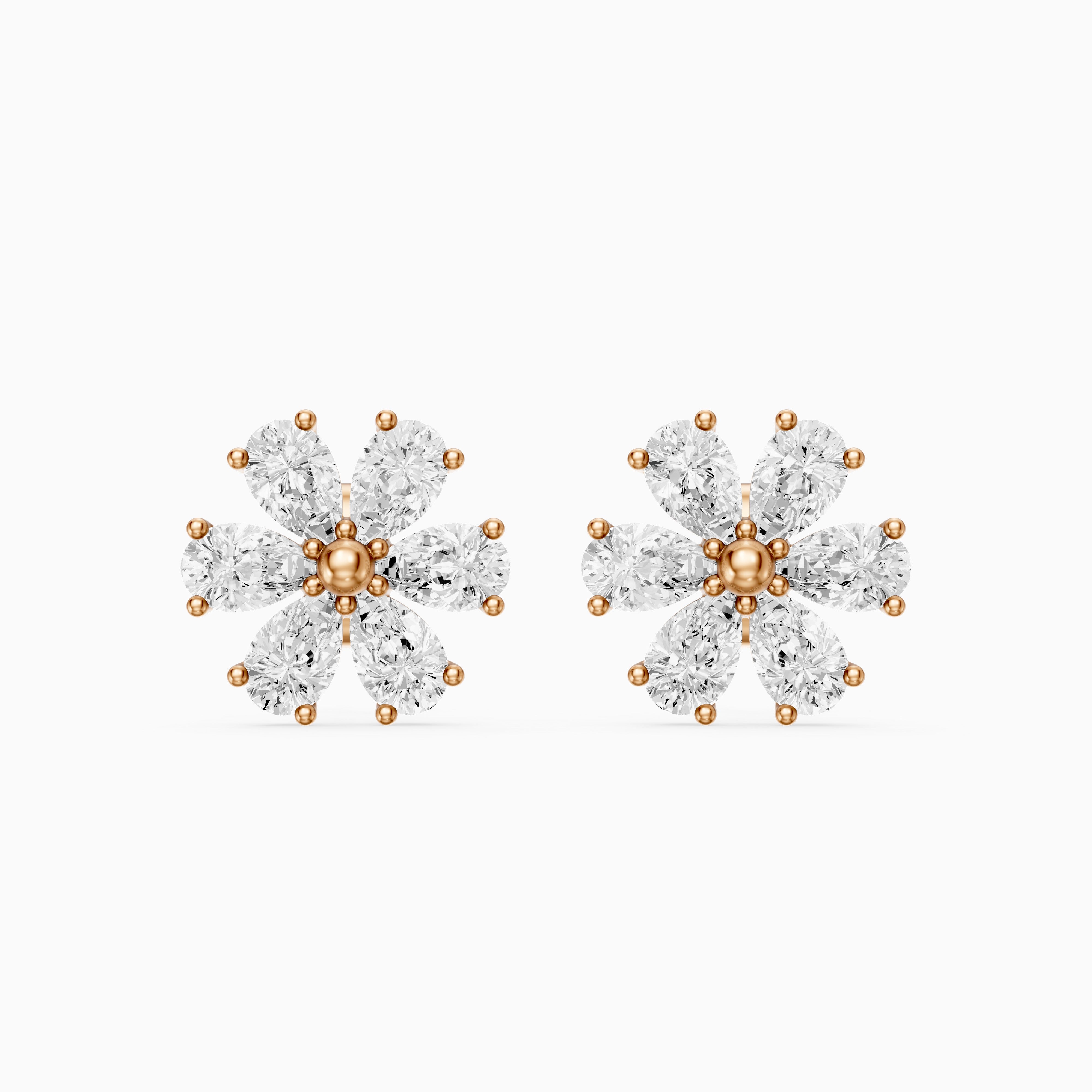 Oliwia Pear Cut Lab Grown Diamond Floral Cluster Stud Earrings