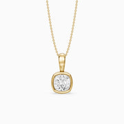 Gia Cushion Lab Grown Diamond Bezel Solitaire Pendant