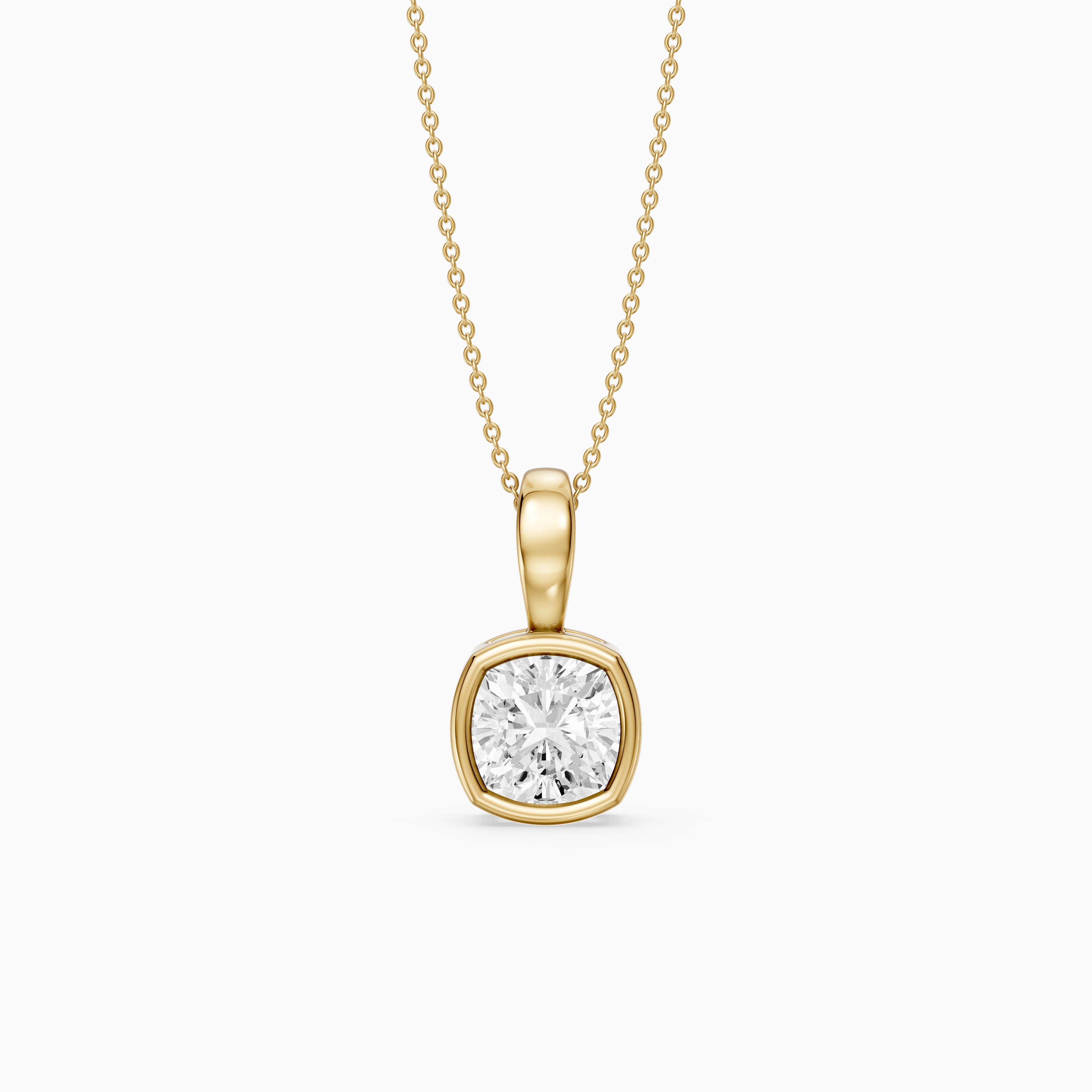 Gia Cushion Lab Grown Diamond Bezel Solitaire Pendant