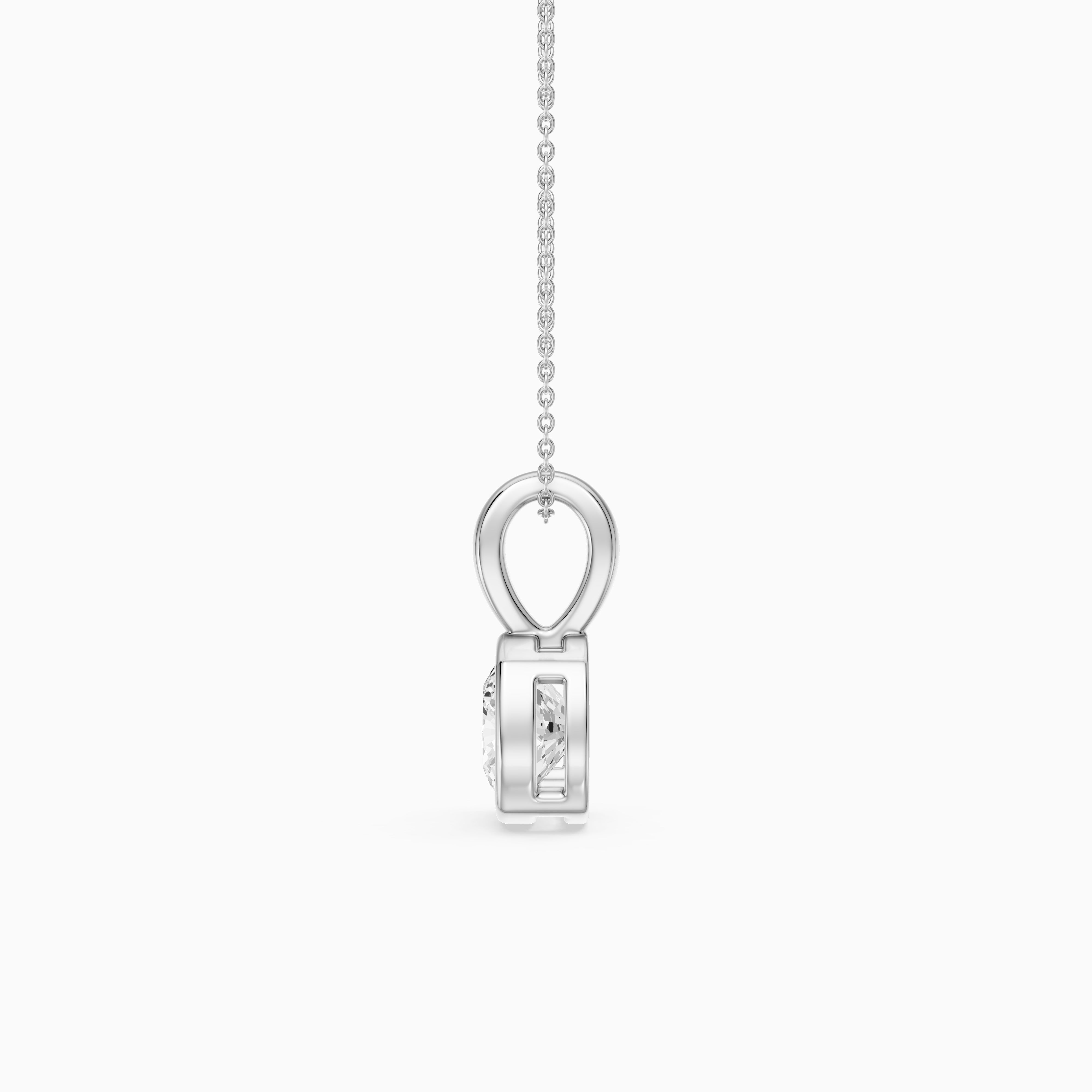 Gia Cushion Lab Grown Diamond Bezel Solitaire Pendant